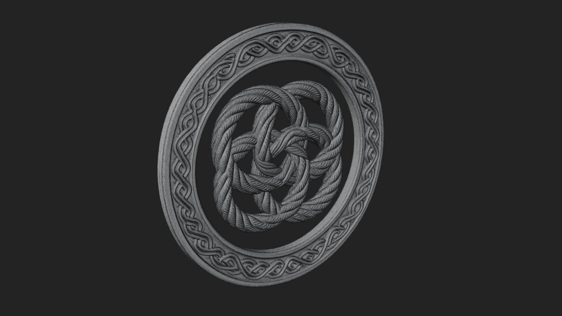 Celtic Rope Knot Oval Plaque Design 1 3D Print Model 3D Model