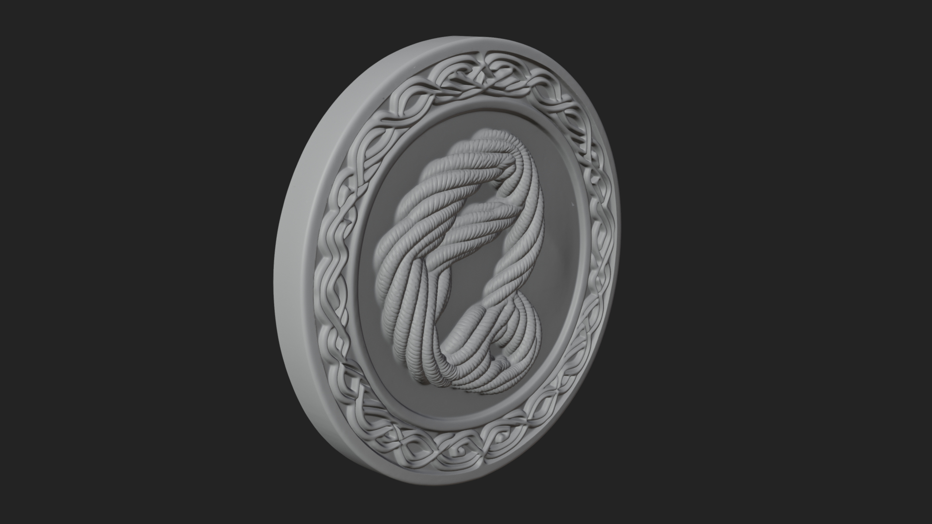 Celtic Rope Knot Oval Plaque Design 2 3D Print Model 3D Model