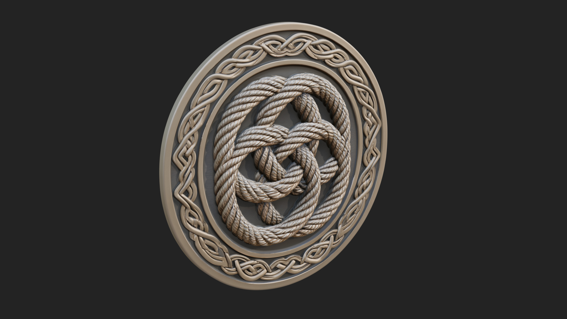 Celtic Rope Knot Oval Plaque Design 3 3D Print Model 3D Model