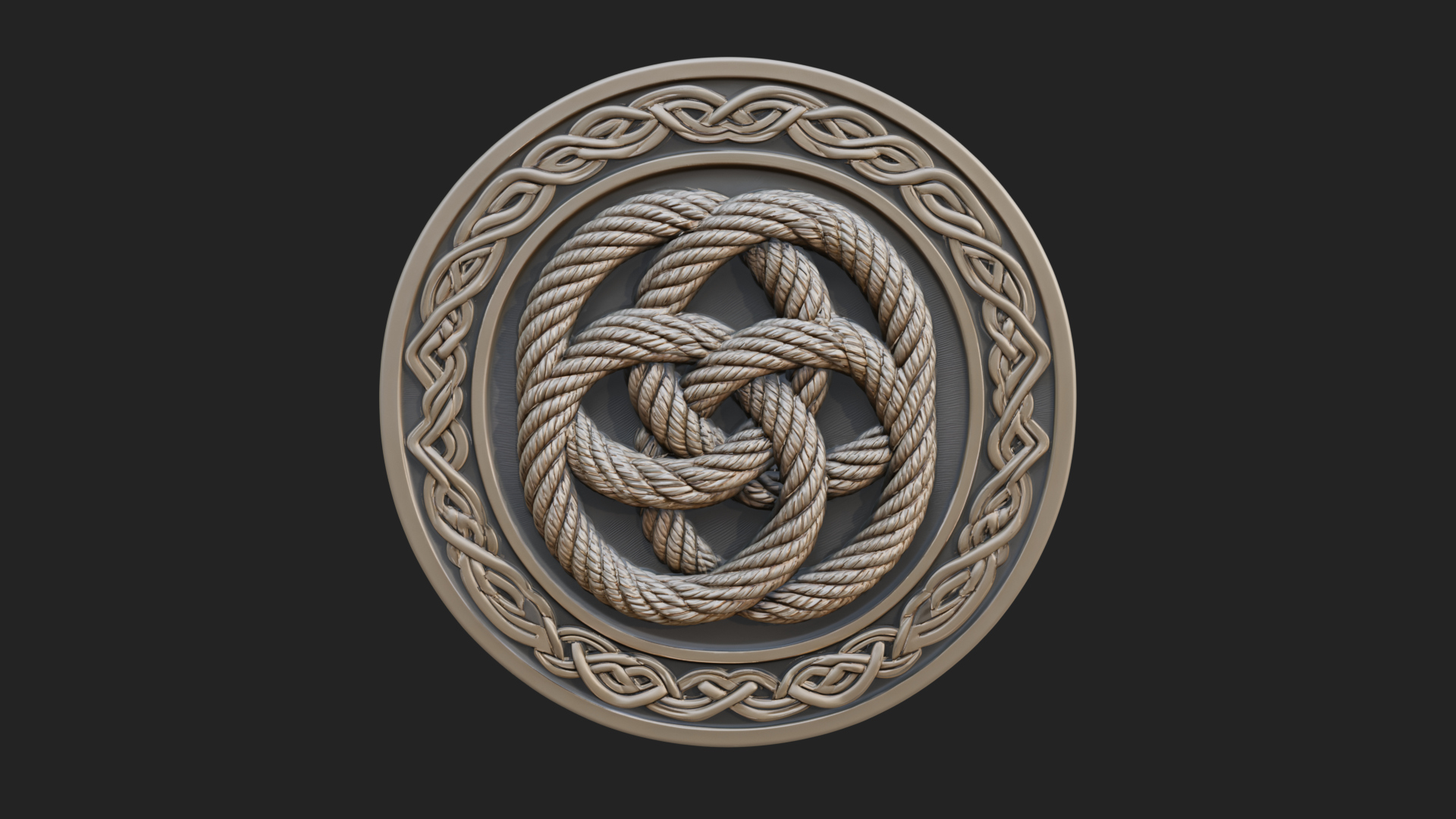 Celtic Rope Knot Oval Plaque Design 3 3D Print Model 3D Model