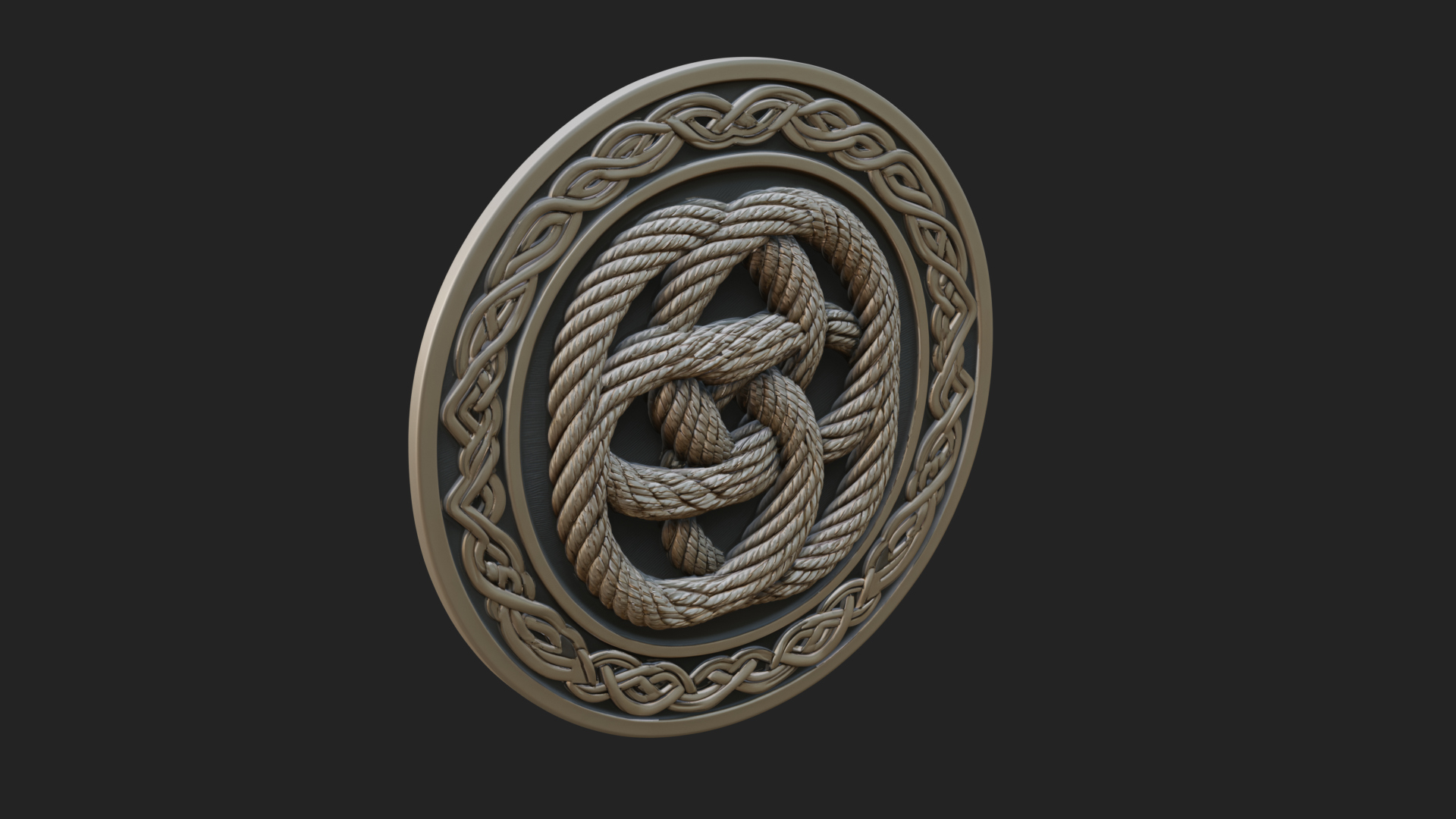 Celtic Rope Knot Oval Plaque Design 3 3D Print Model 3D Model