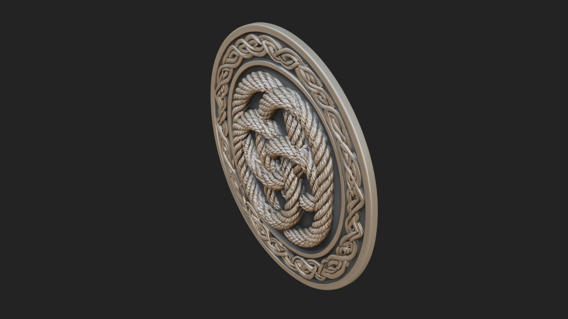 Celtic Rope Knot Oval Plaque Design 3 3D Print Model 3D Model