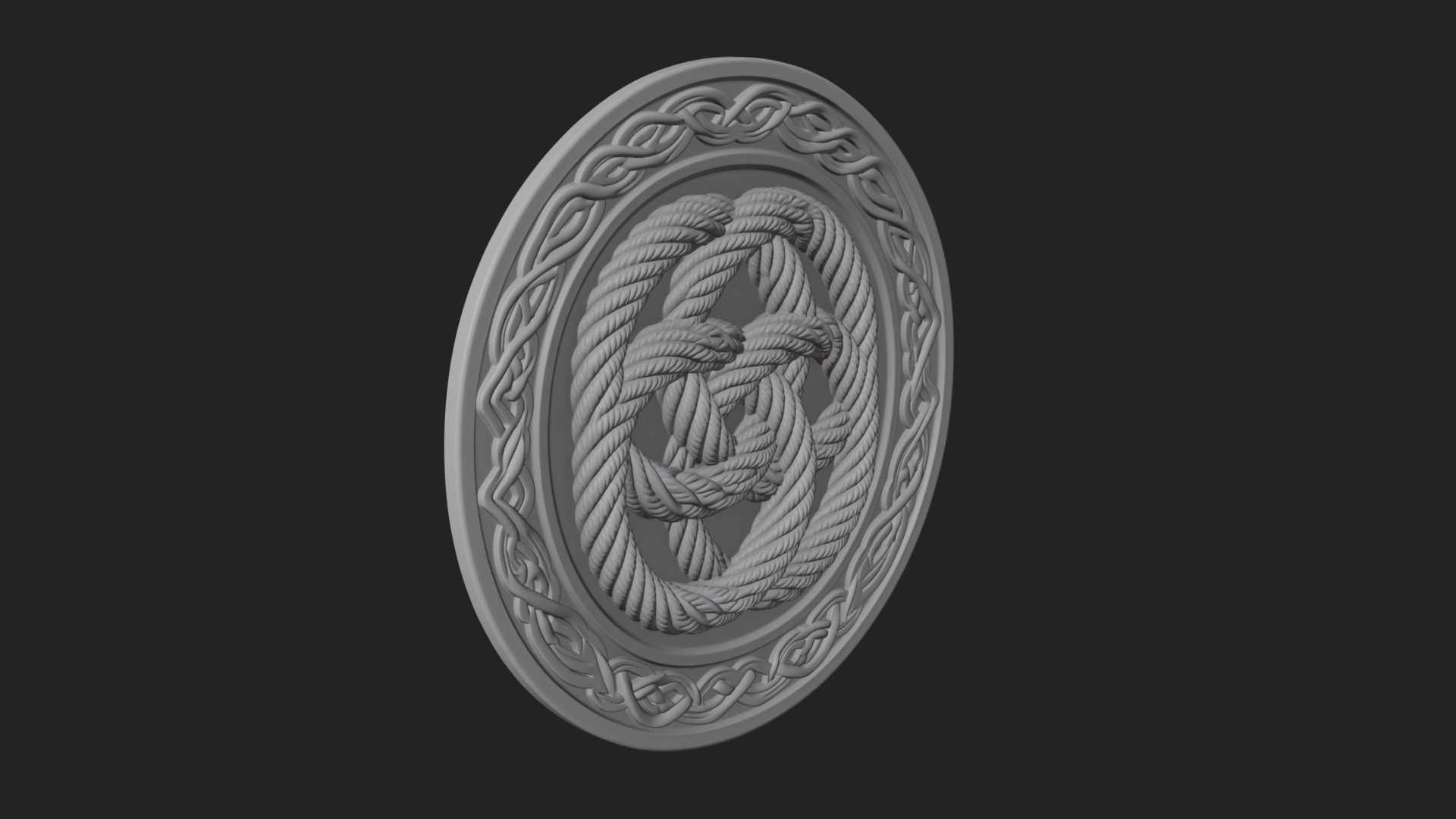 Celtic Rope Knot Oval Plaque Design 3 3D Print Model 3D Model