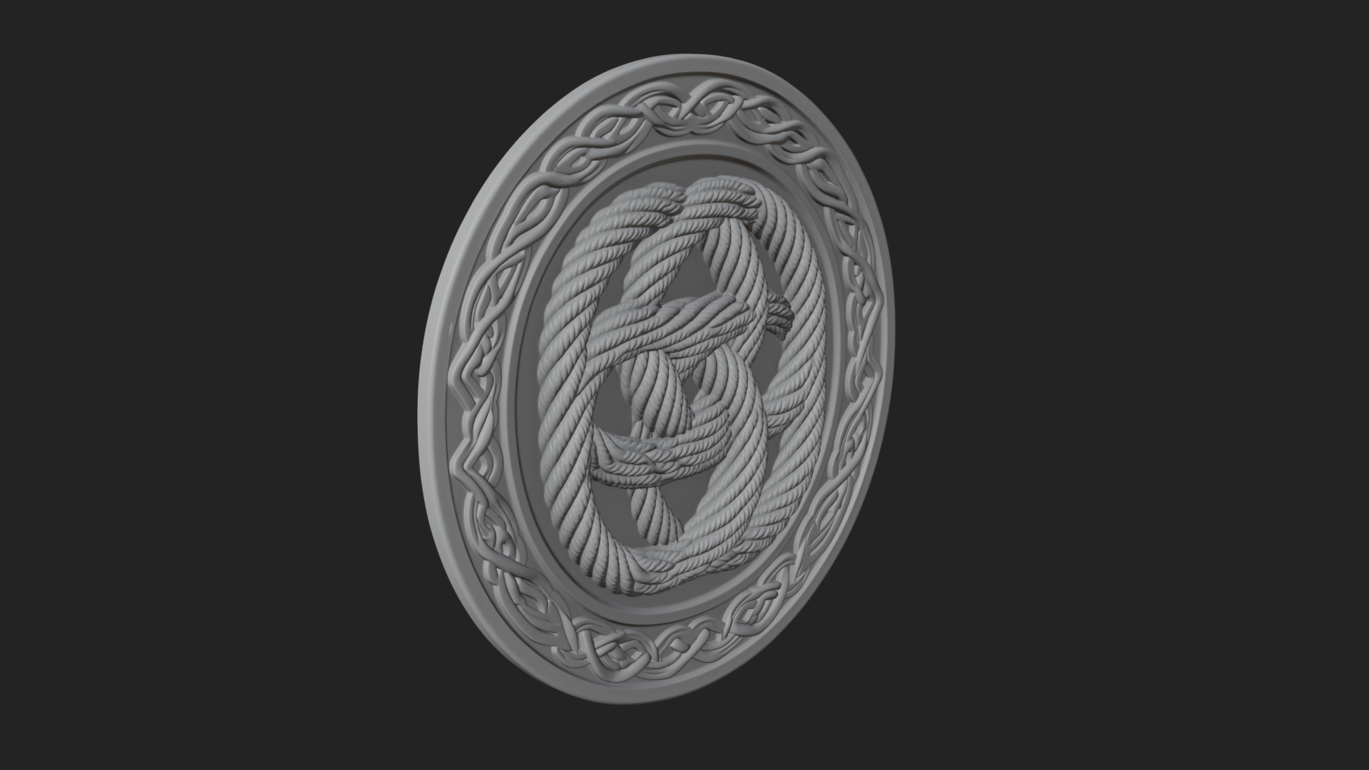 Celtic Rope Knot Oval Plaque Design 3 3D Print Model 3D Model