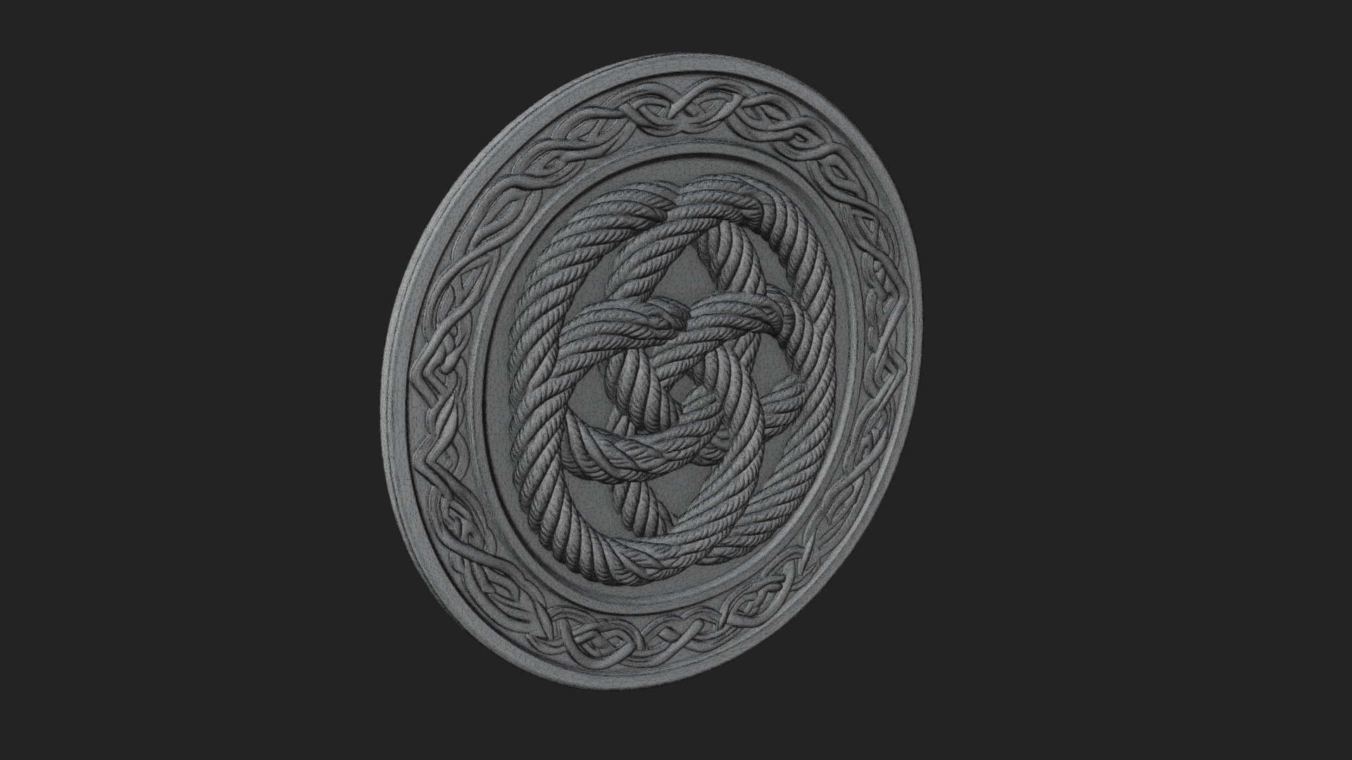 Celtic Rope Knot Oval Plaque Design 3 3D Print Model 3D Model