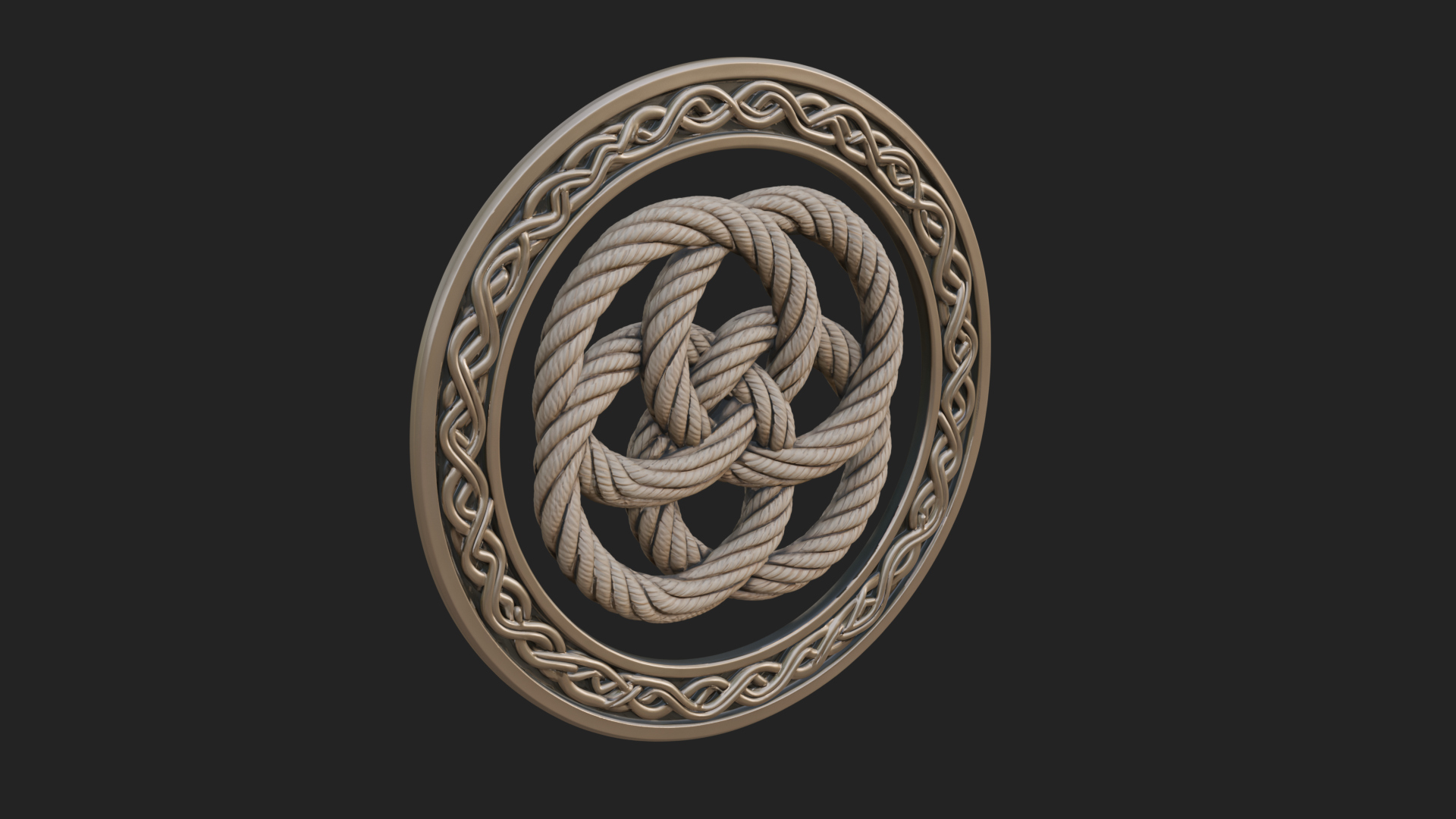 Celtic Rope Knot Oval Plaque Design 4 3D Print Model 3D Model