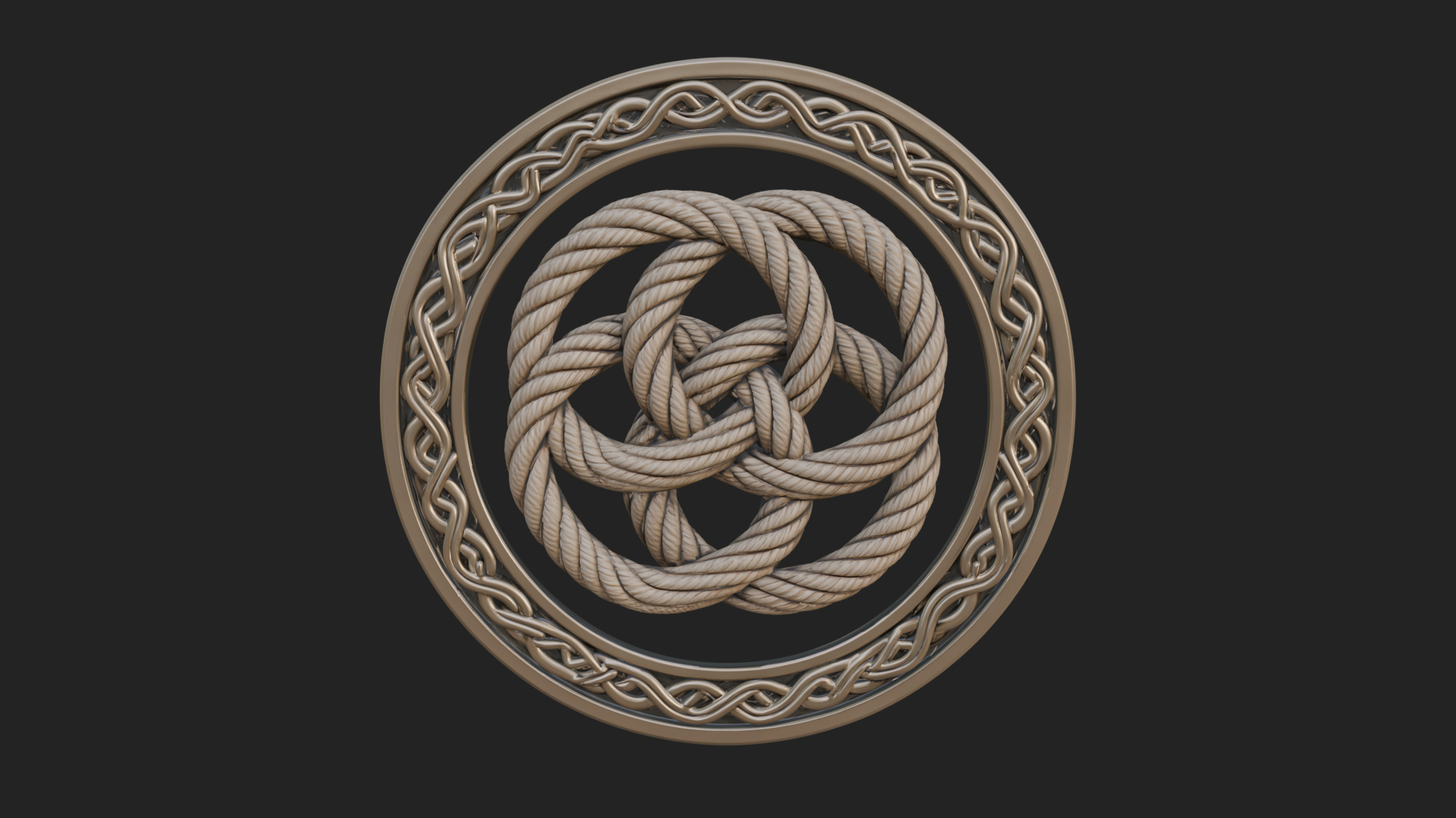 Celtic Rope Knot Oval Plaque Design 4 3D Print Model 3D Model