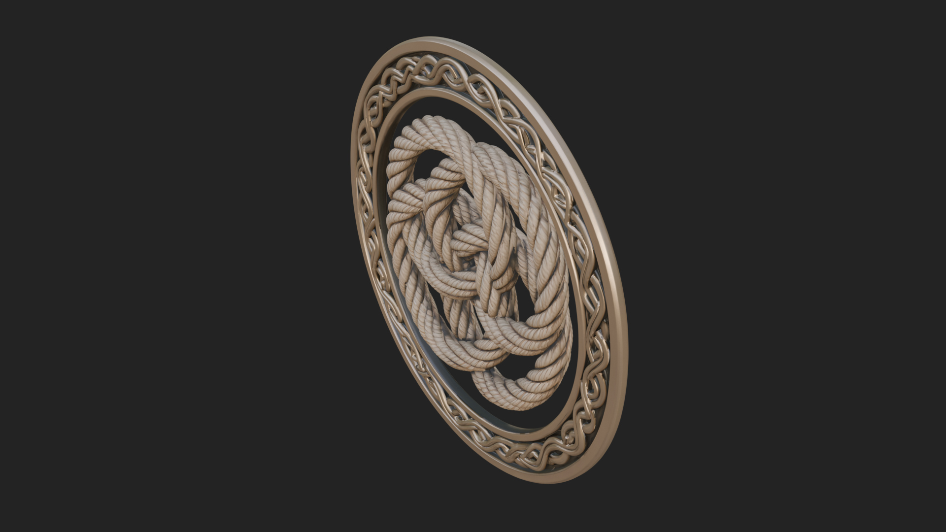 Celtic Rope Knot Oval Plaque Design 4 3D Print Model 3D Model