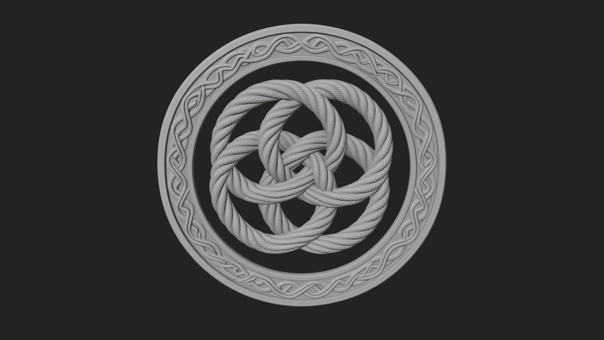 Celtic Rope Knot Oval Plaque Design 4 3D Print Model 3D Model