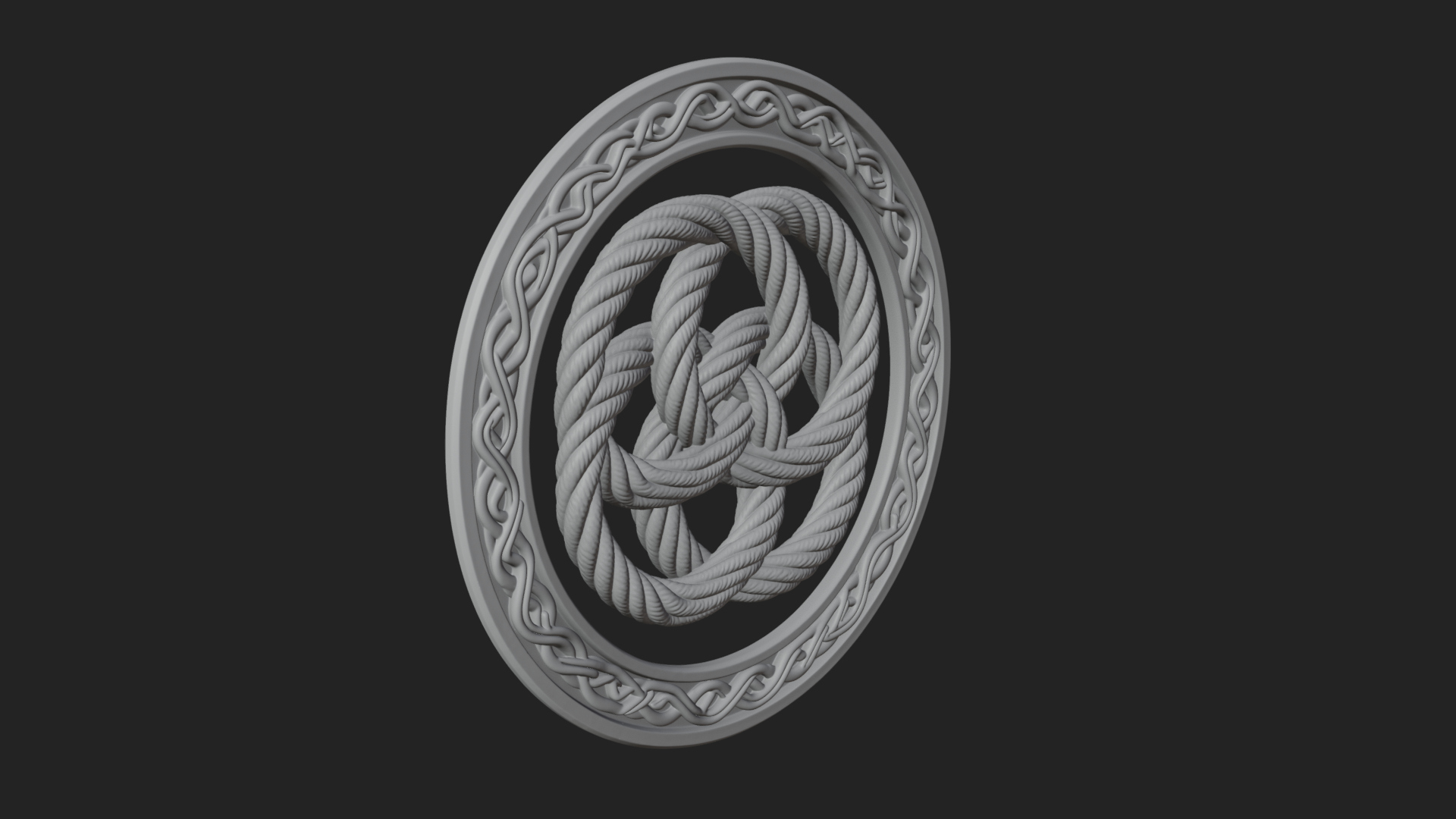 Celtic Rope Knot Oval Plaque Design 4 3D Print Model 3D Model