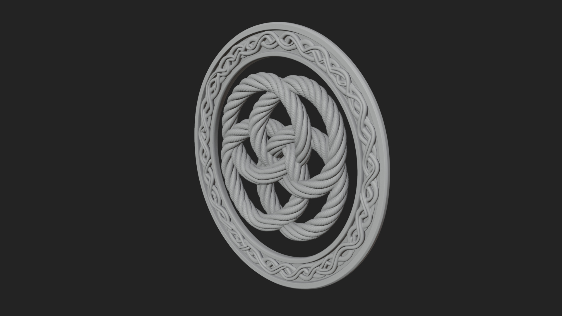 Celtic Rope Knot Oval Plaque Design 4 3D Print Model 3D Model