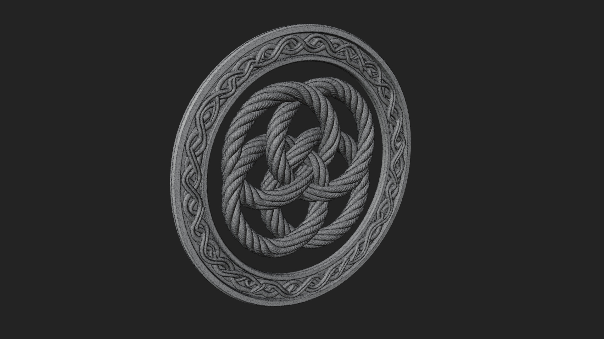 Celtic Rope Knot Oval Plaque Design 4 3D Print Model 3D Model