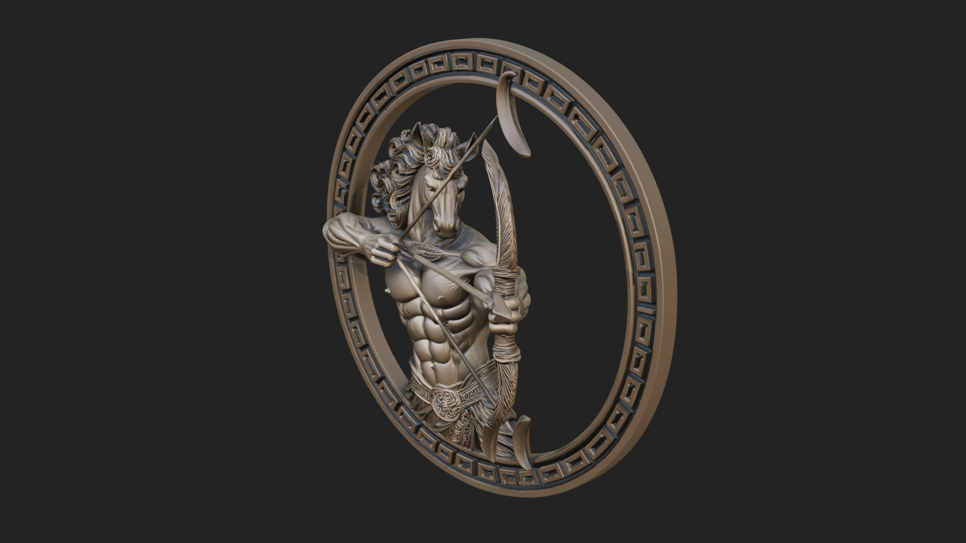 Centaur Archer Oval Plaque Design 1 3D Print Model 3D Model