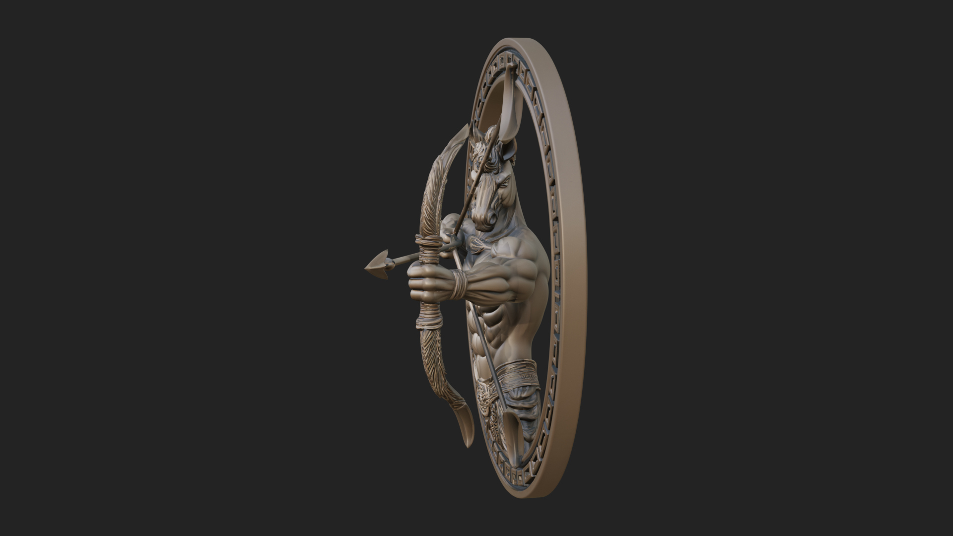 Centaur Archer Oval Plaque Design 1 3D Print Model 3D Model
