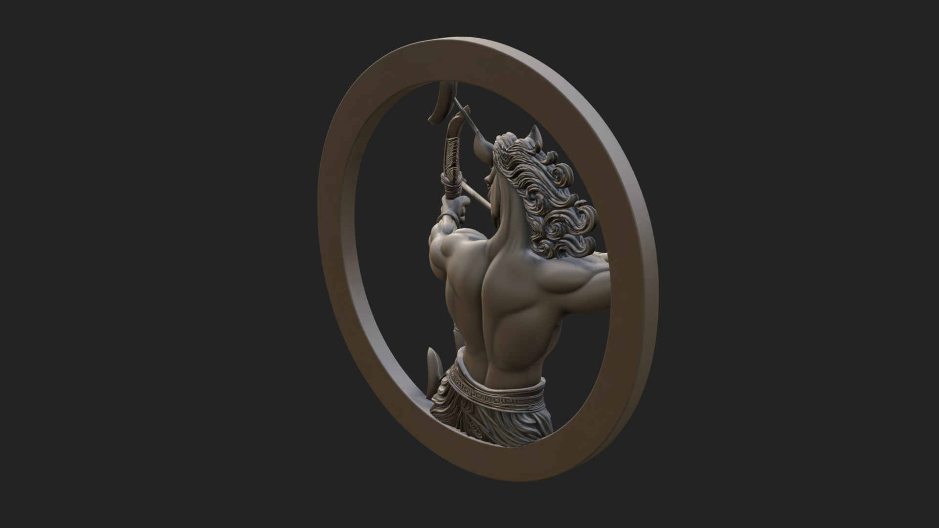 Centaur Archer Oval Plaque Design 1 3D Print Model 3D Model