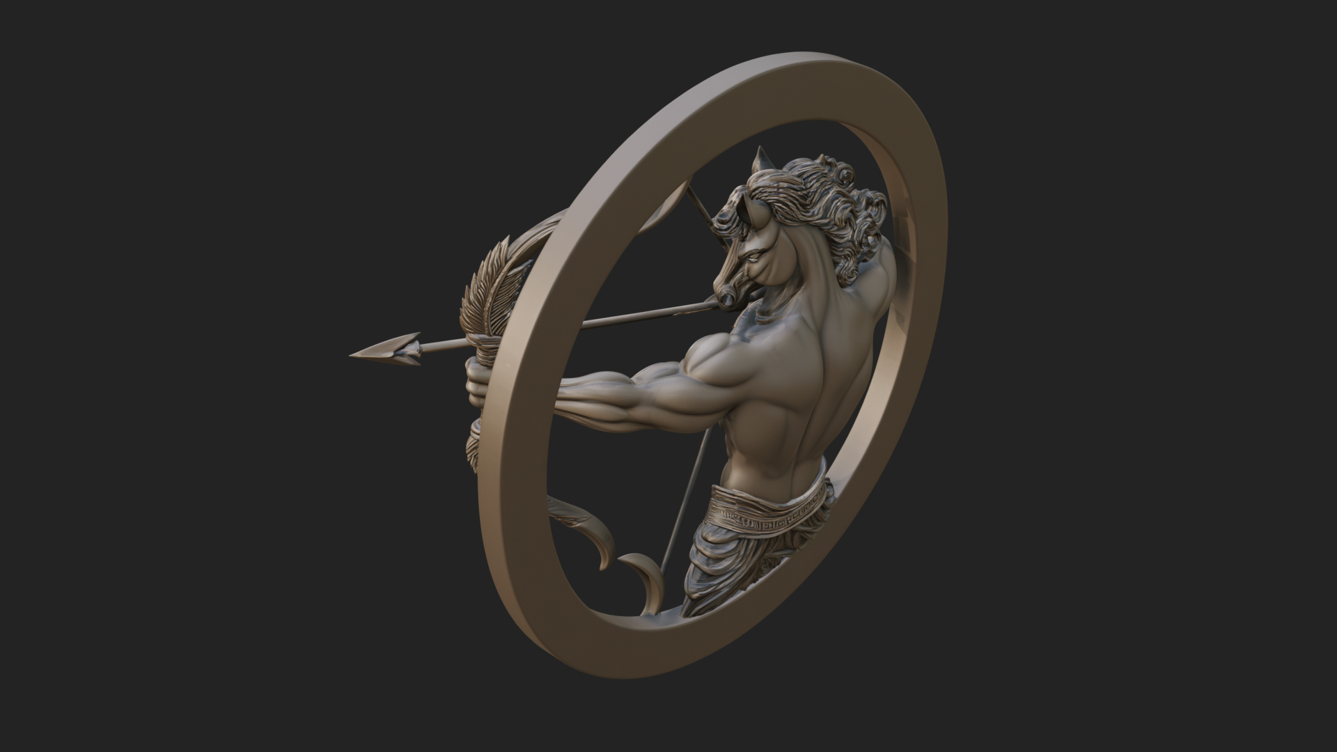 Centaur Archer Oval Plaque Design 1 3D Print Model 3D Model