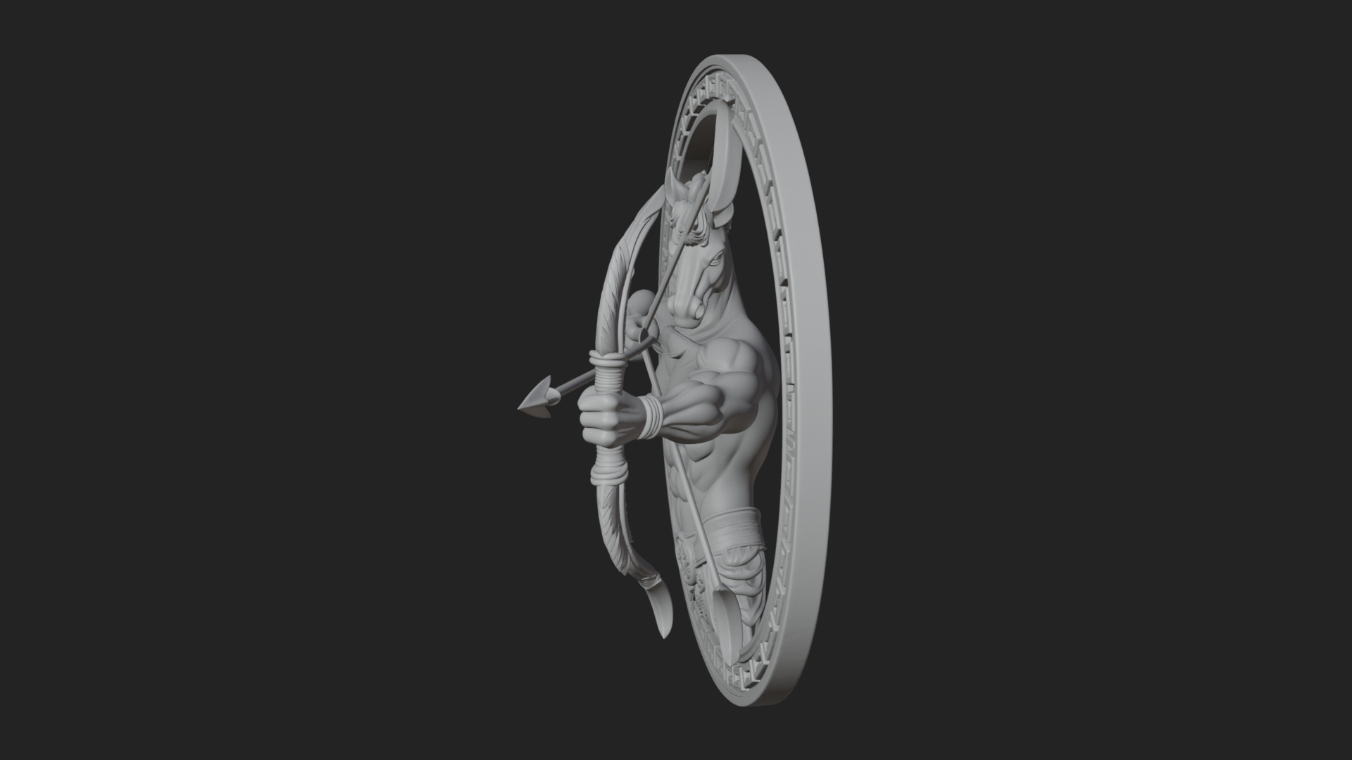 Centaur Archer Oval Plaque Design 1 3D Print Model 3D Model