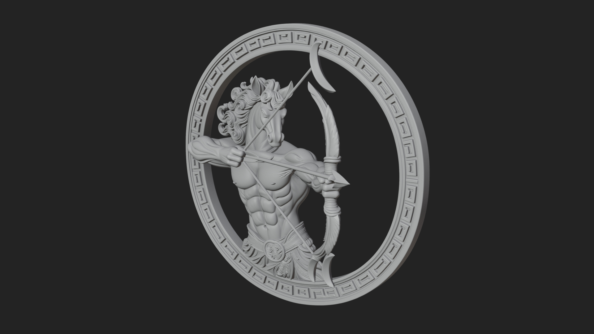 Centaur Archer Oval Plaque Design 1 3D Print Model 3D Model