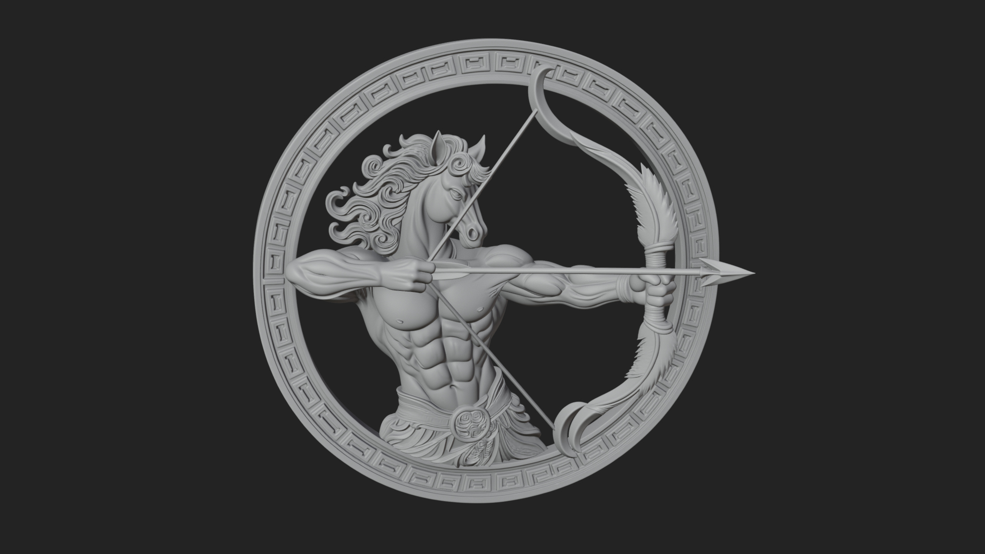 Centaur Archer Oval Plaque Design 1 3D Print Model 3D Model
