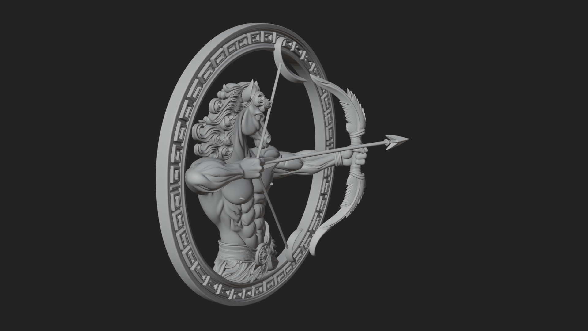 Centaur Archer Oval Plaque Design 1 3D Print Model 3D Model