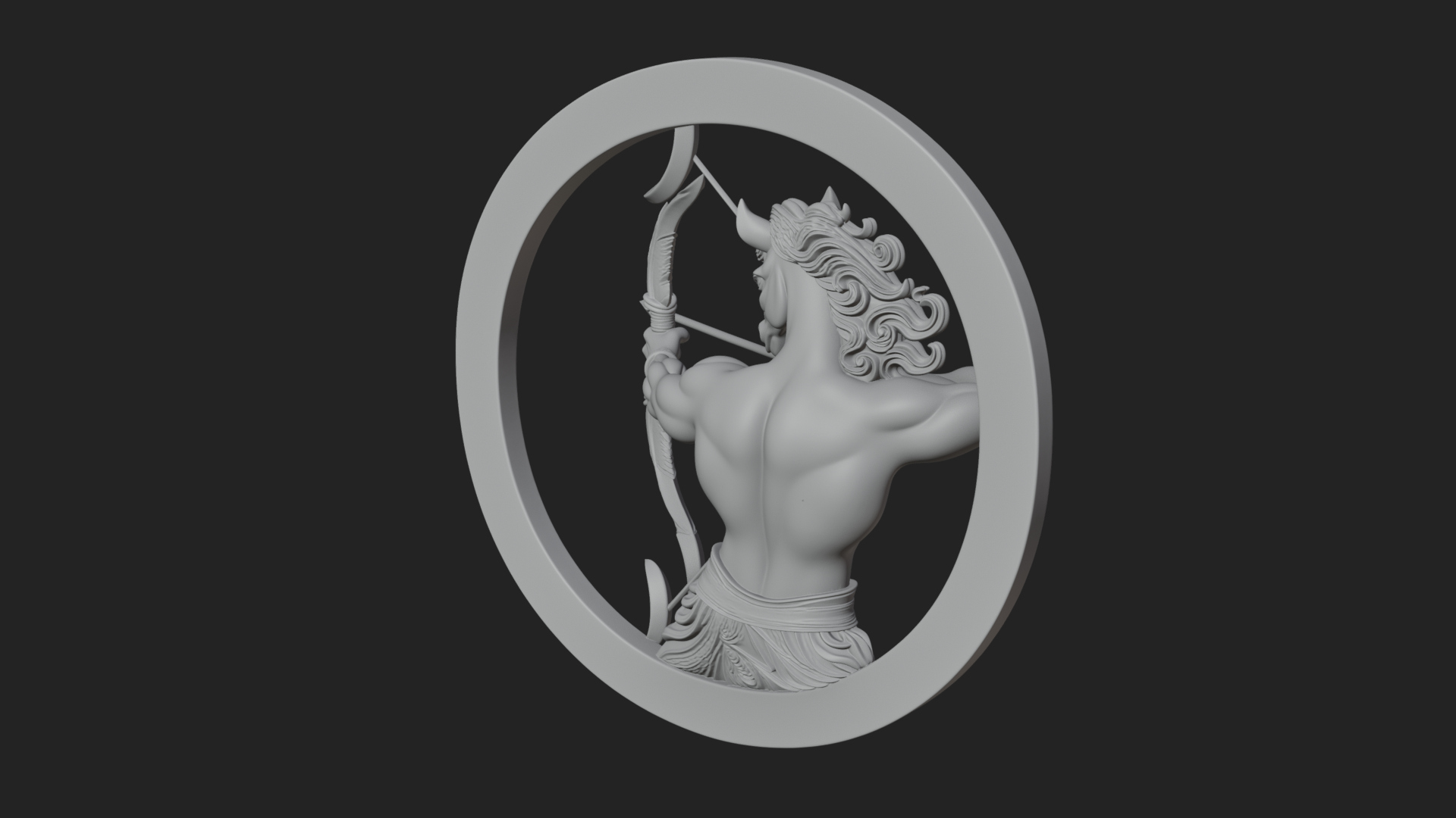 Centaur Archer Oval Plaque Design 1 3D Print Model 3D Model