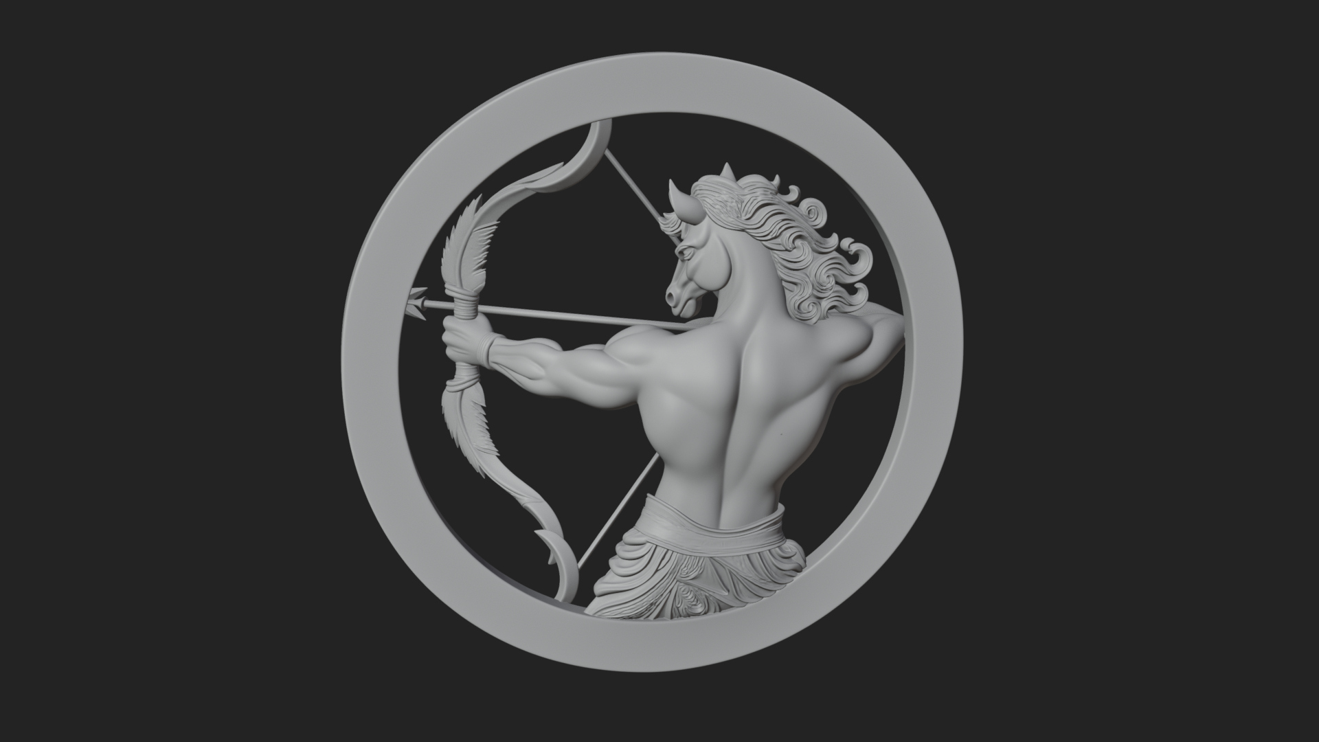 Centaur Archer Oval Plaque Design 1 3D Print Model 3D Model