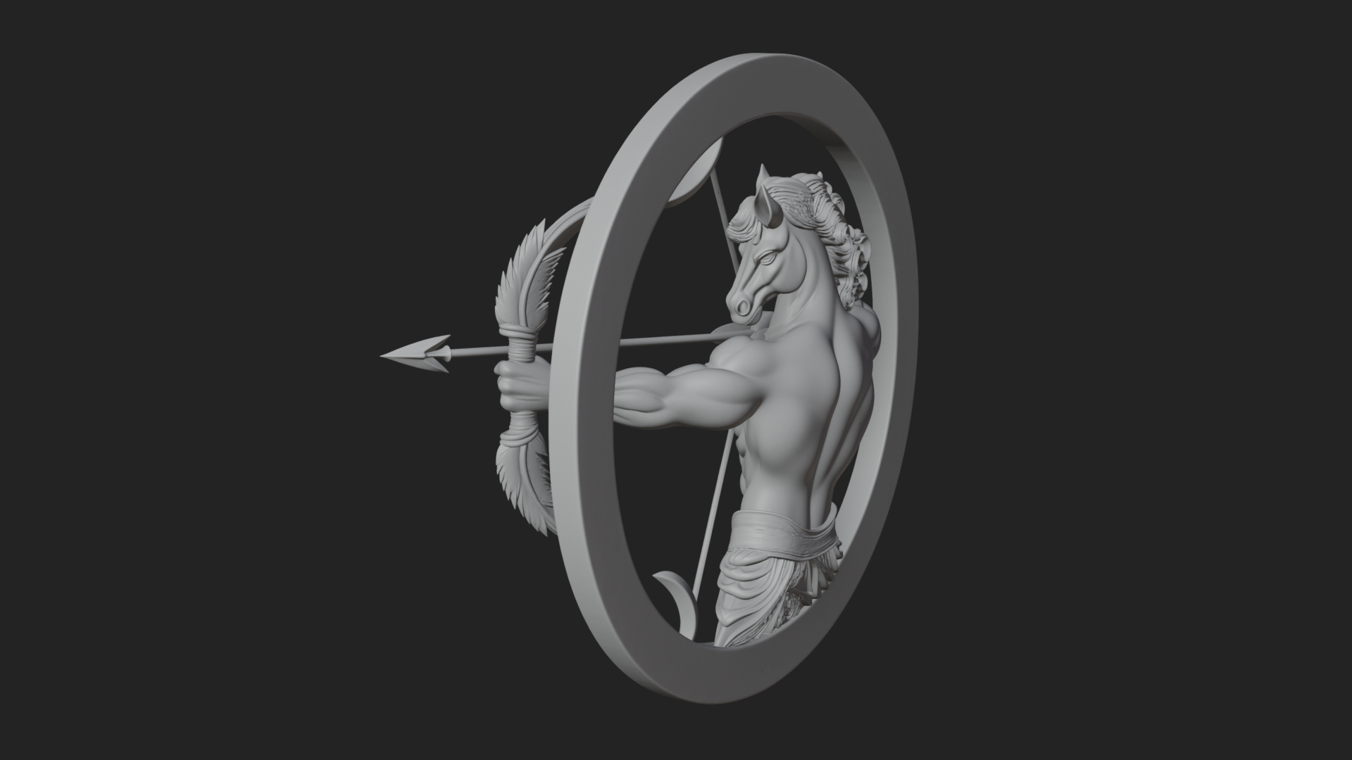 Centaur Archer Oval Plaque Design 1 3D Print Model 3D Model