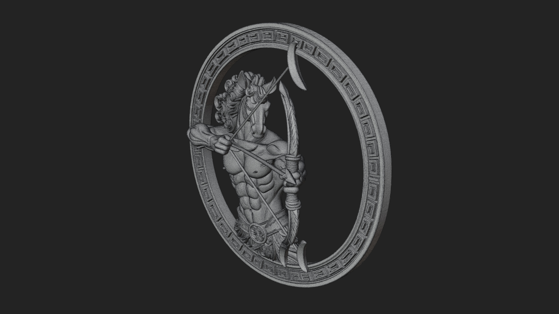 Centaur Archer Oval Plaque Design 1 3D Print Model 3D Model