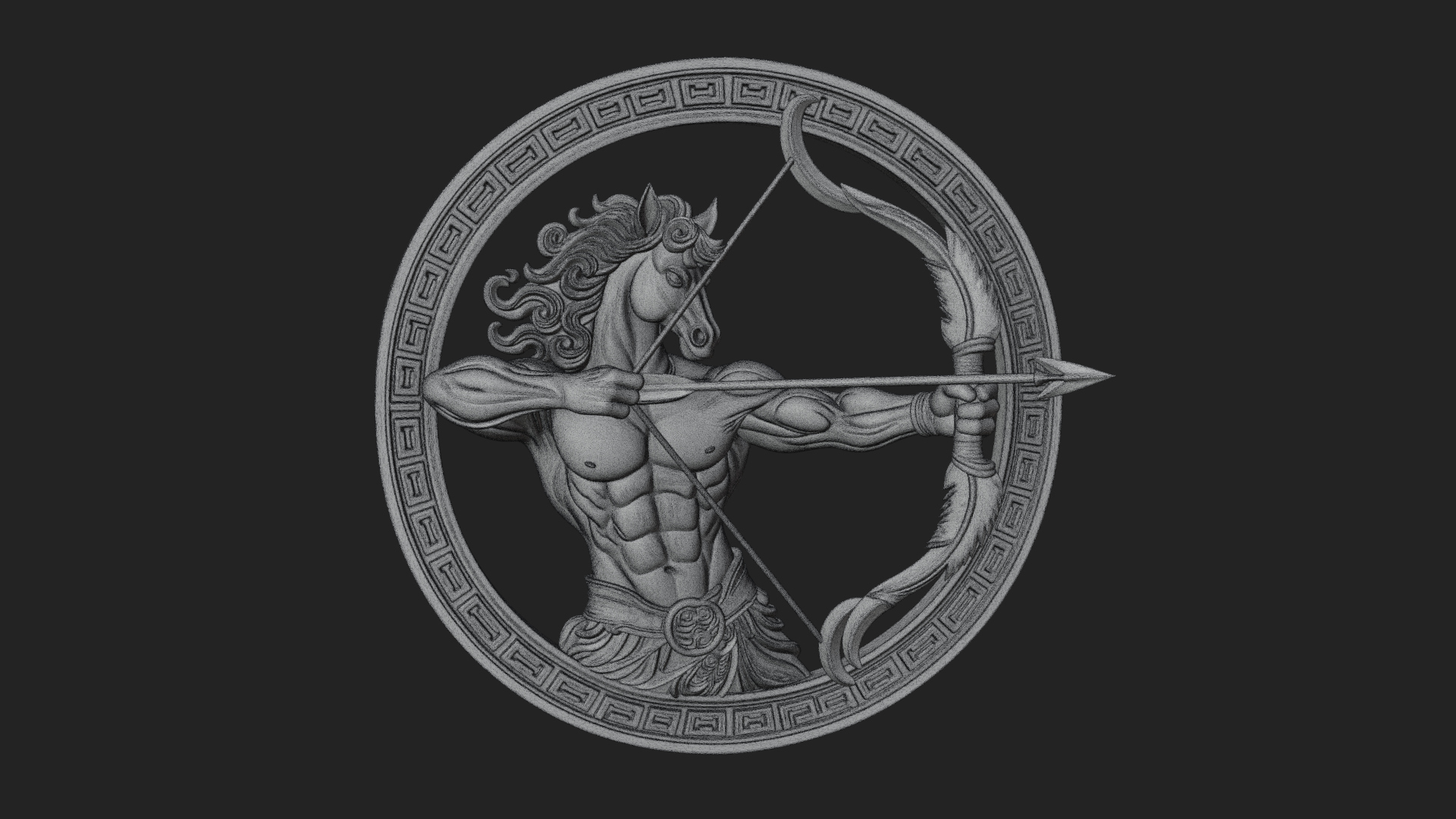 Centaur Archer Oval Plaque Design 1 3D Print Model 3D Model