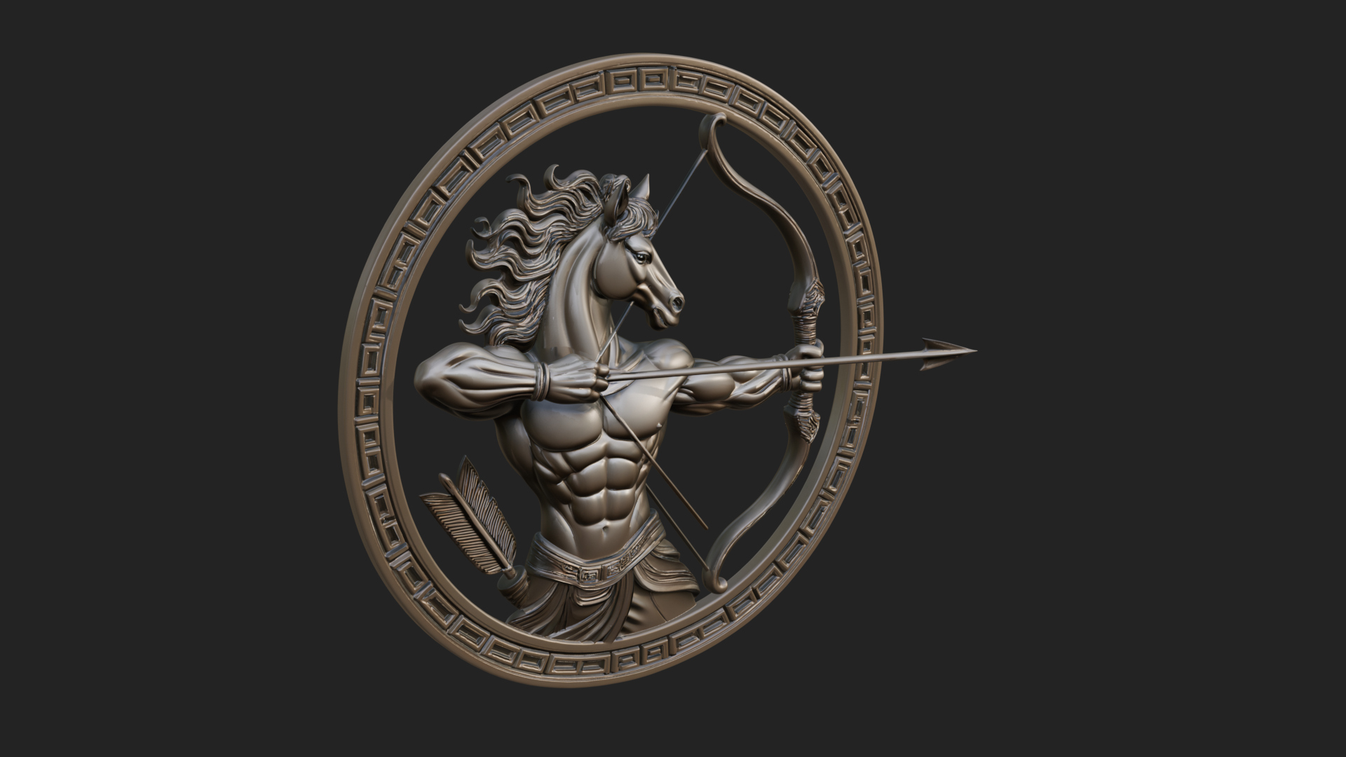 Centaur Archer Oval Plaque Design 2 3D Print Model 3D Model