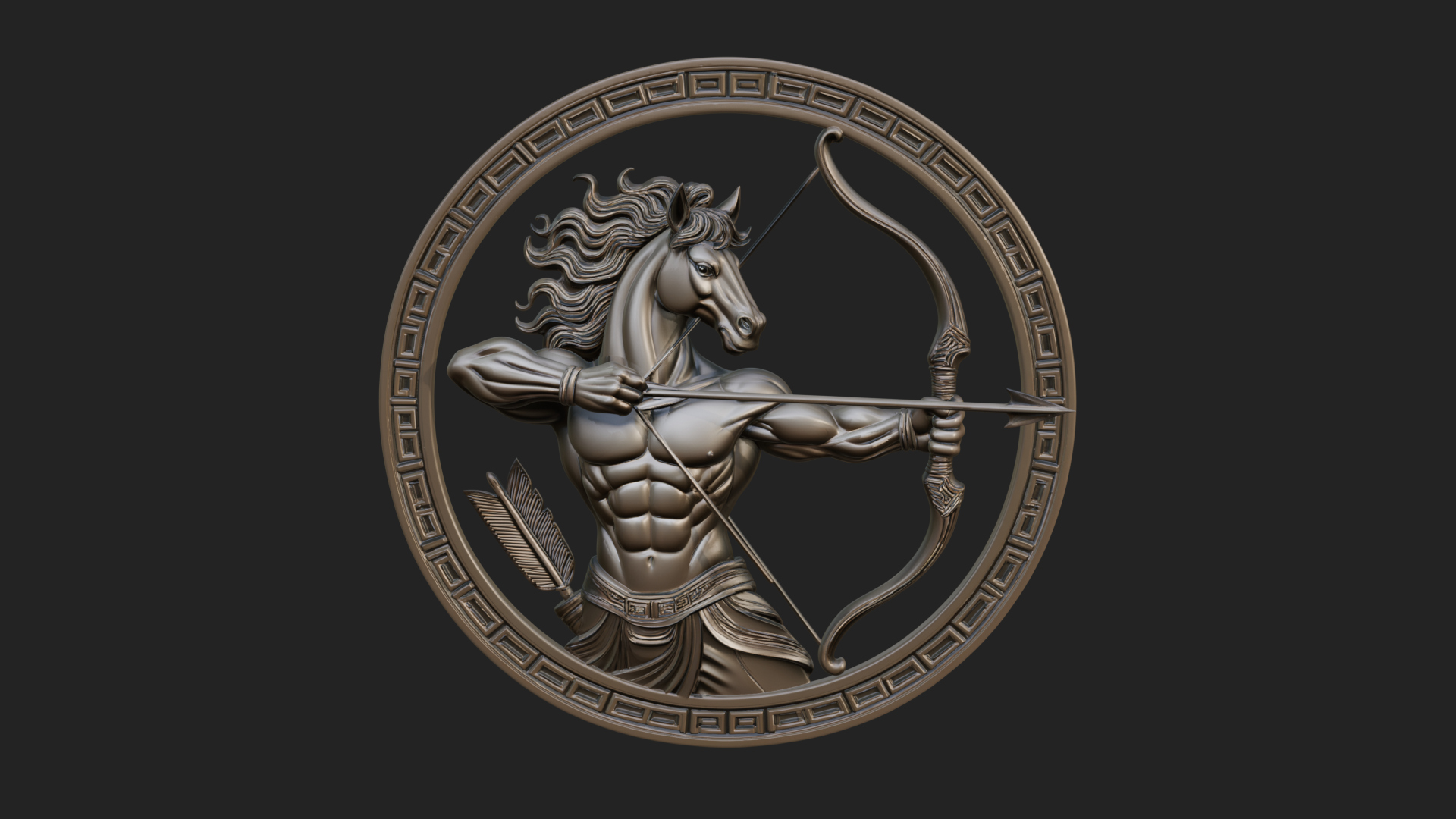 Centaur Archer Oval Plaque Design 2 3D Print Model 3D Model