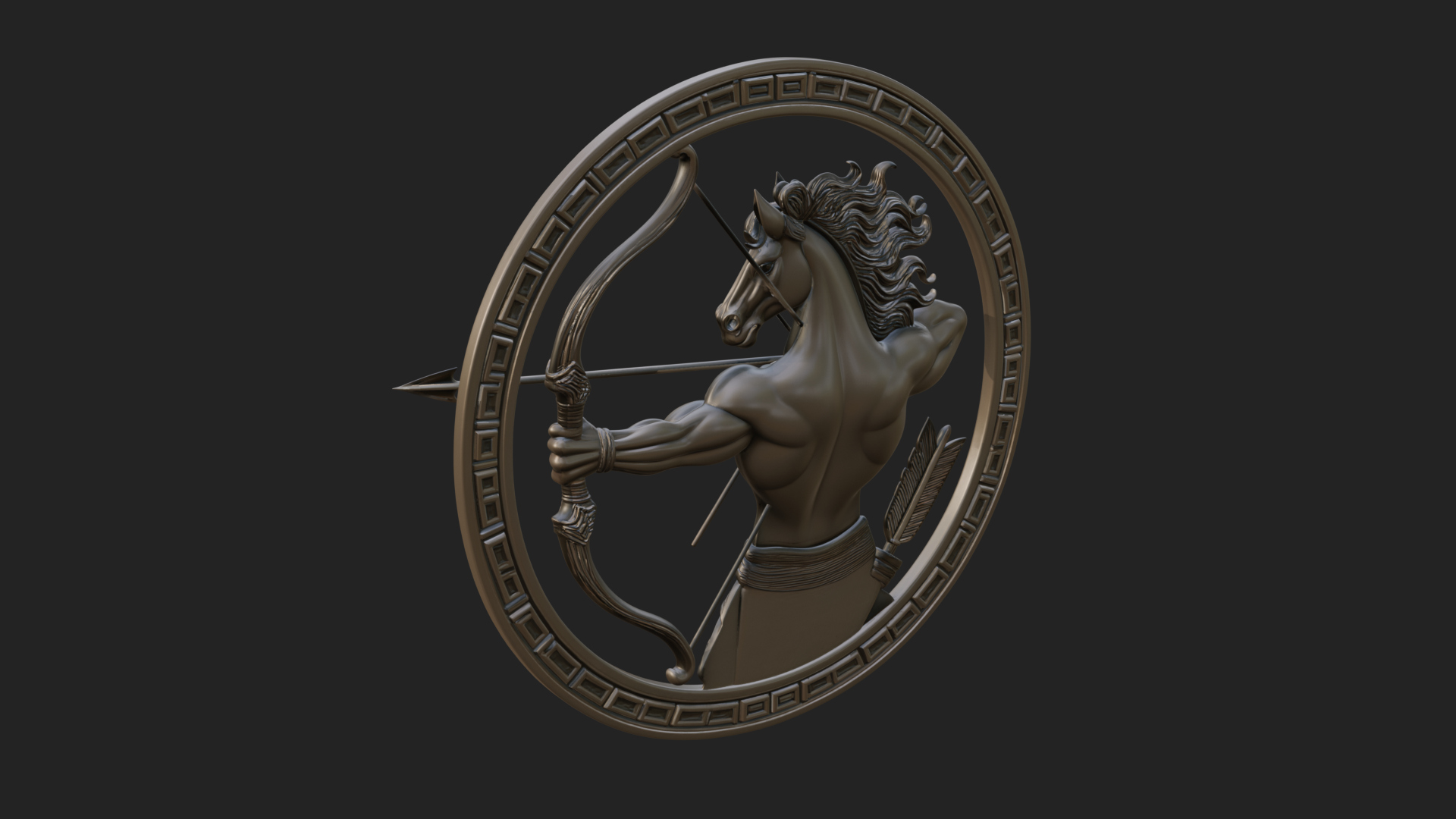 Centaur Archer Oval Plaque Design 2 3D Print Model 3D Model