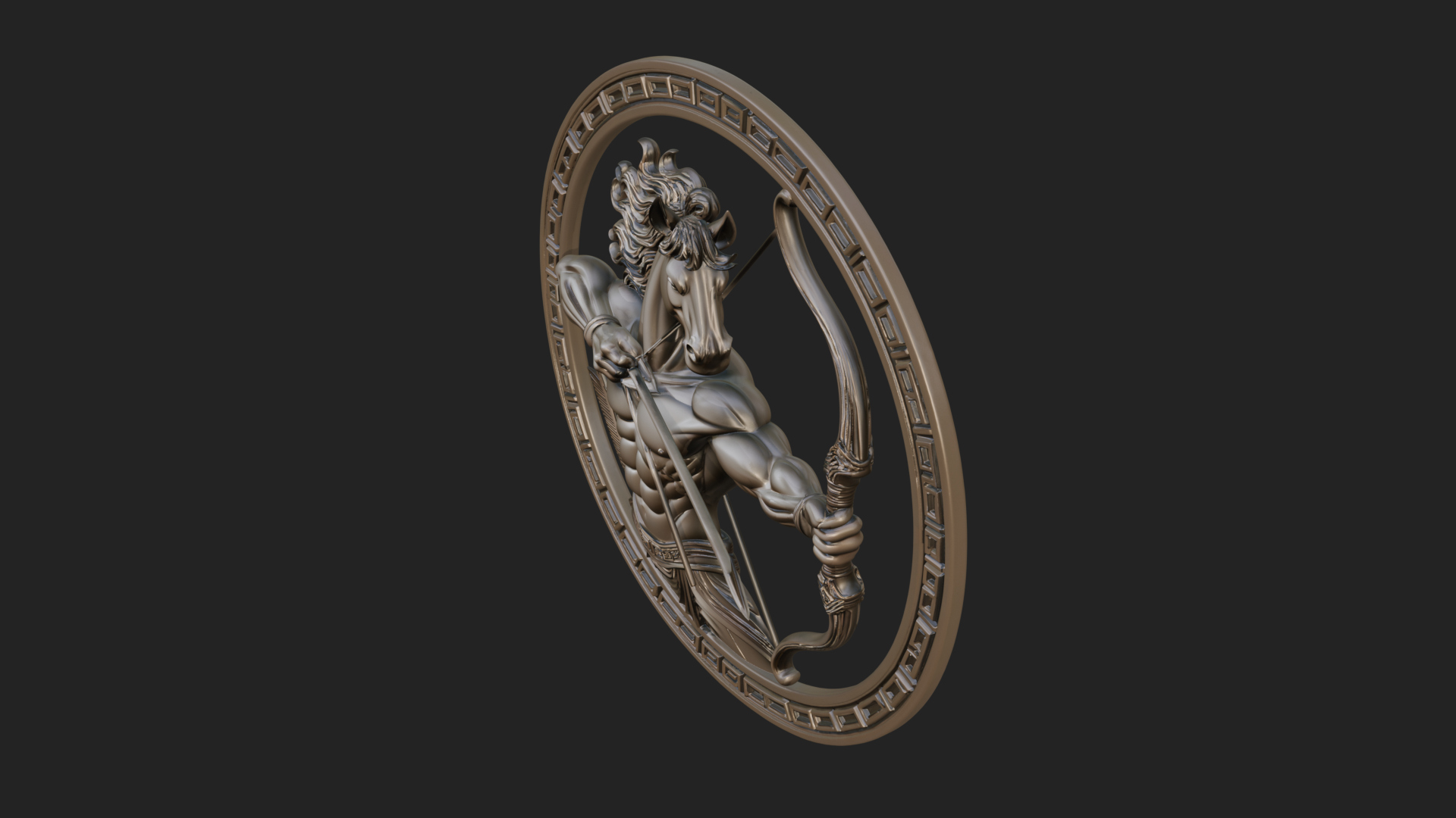 Centaur Archer Oval Plaque Design 2 3D Print Model 3D Model