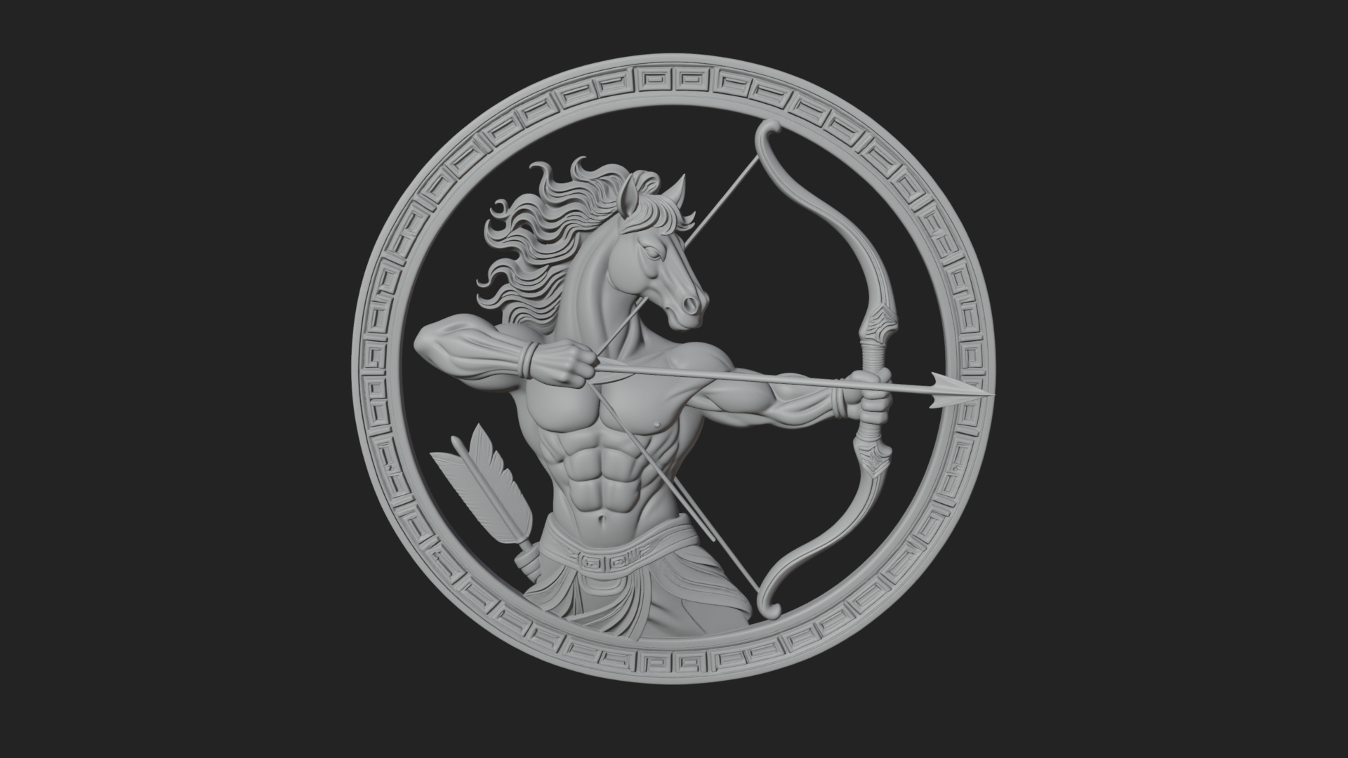 Centaur Archer Oval Plaque Design 2 3D Print Model 3D Model