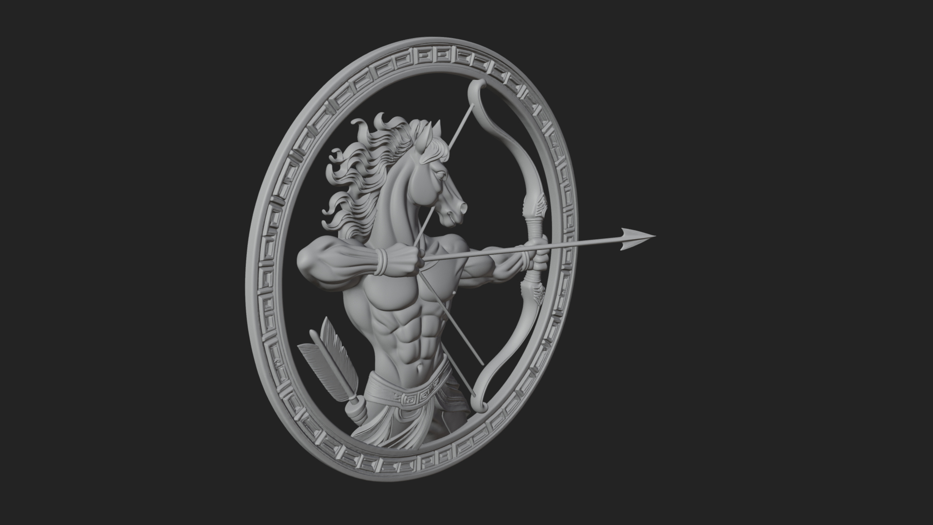 Centaur Archer Oval Plaque Design 2 3D Print Model 3D Model