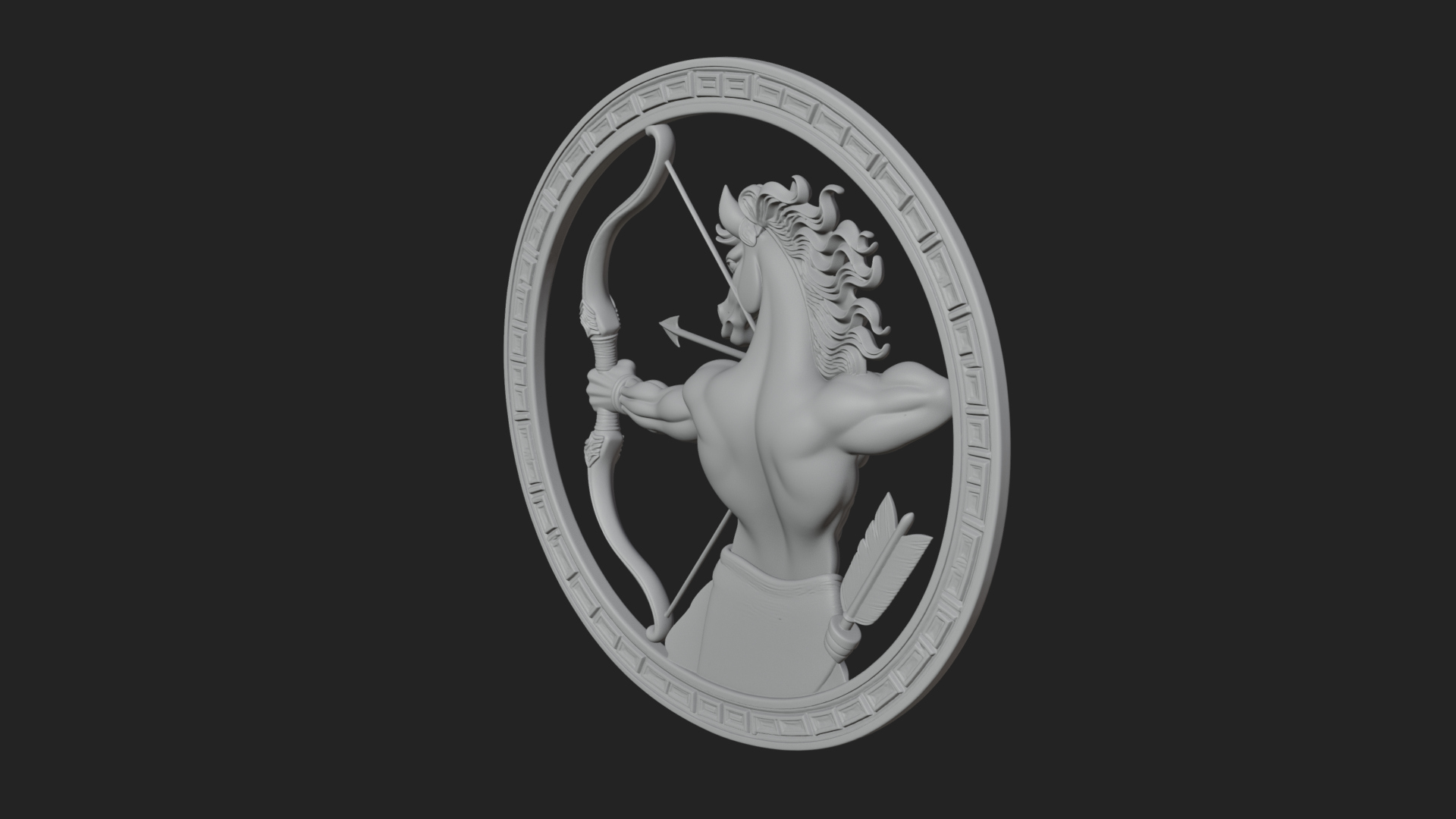 Centaur Archer Oval Plaque Design 2 3D Print Model 3D Model