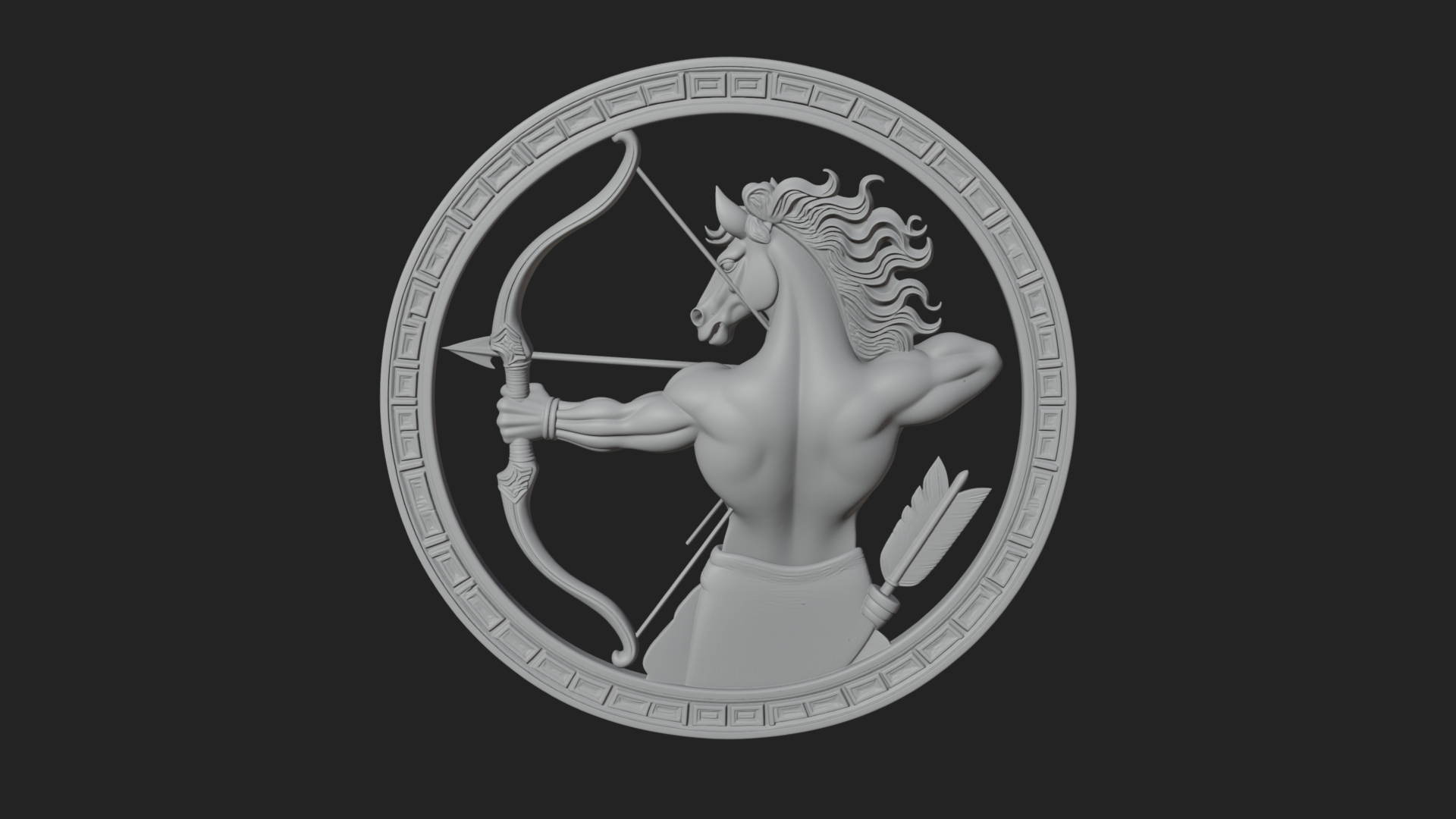 Centaur Archer Oval Plaque Design 2 3D Print Model 3D Model