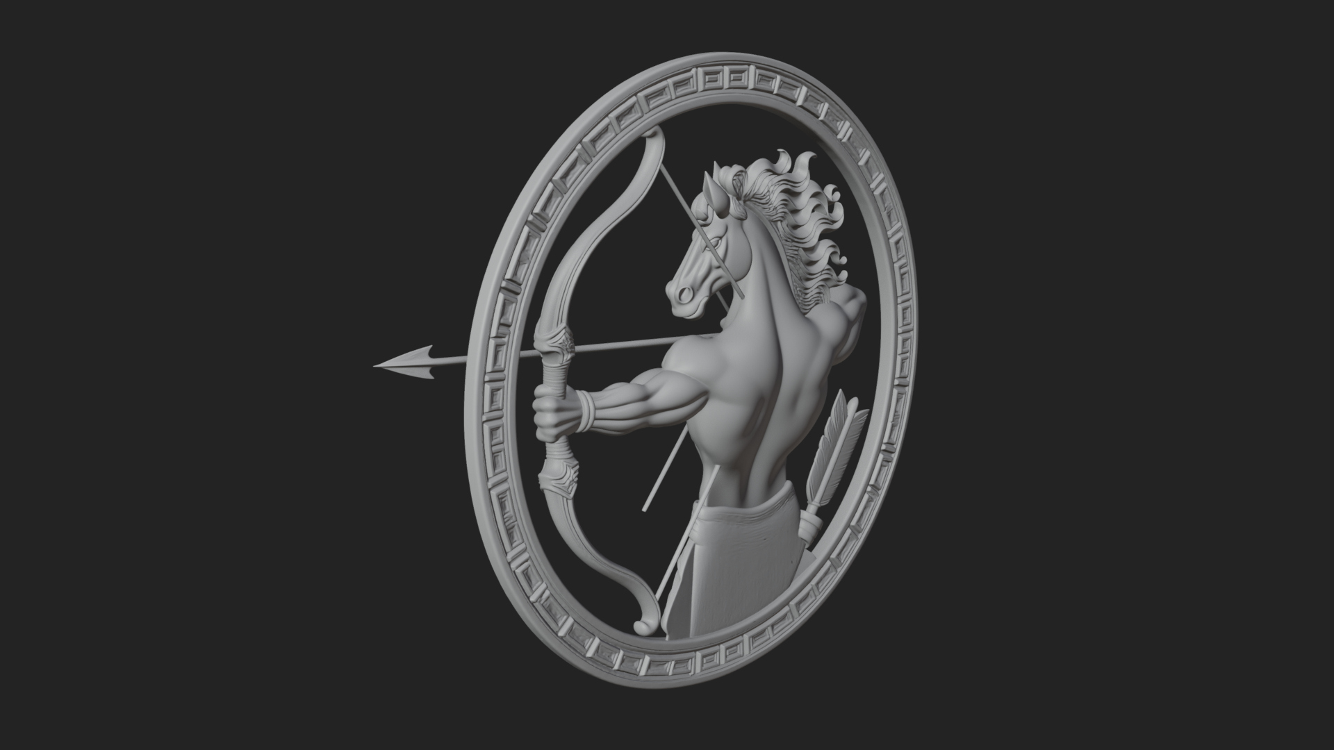 Centaur Archer Oval Plaque Design 2 3D Print Model 3D Model