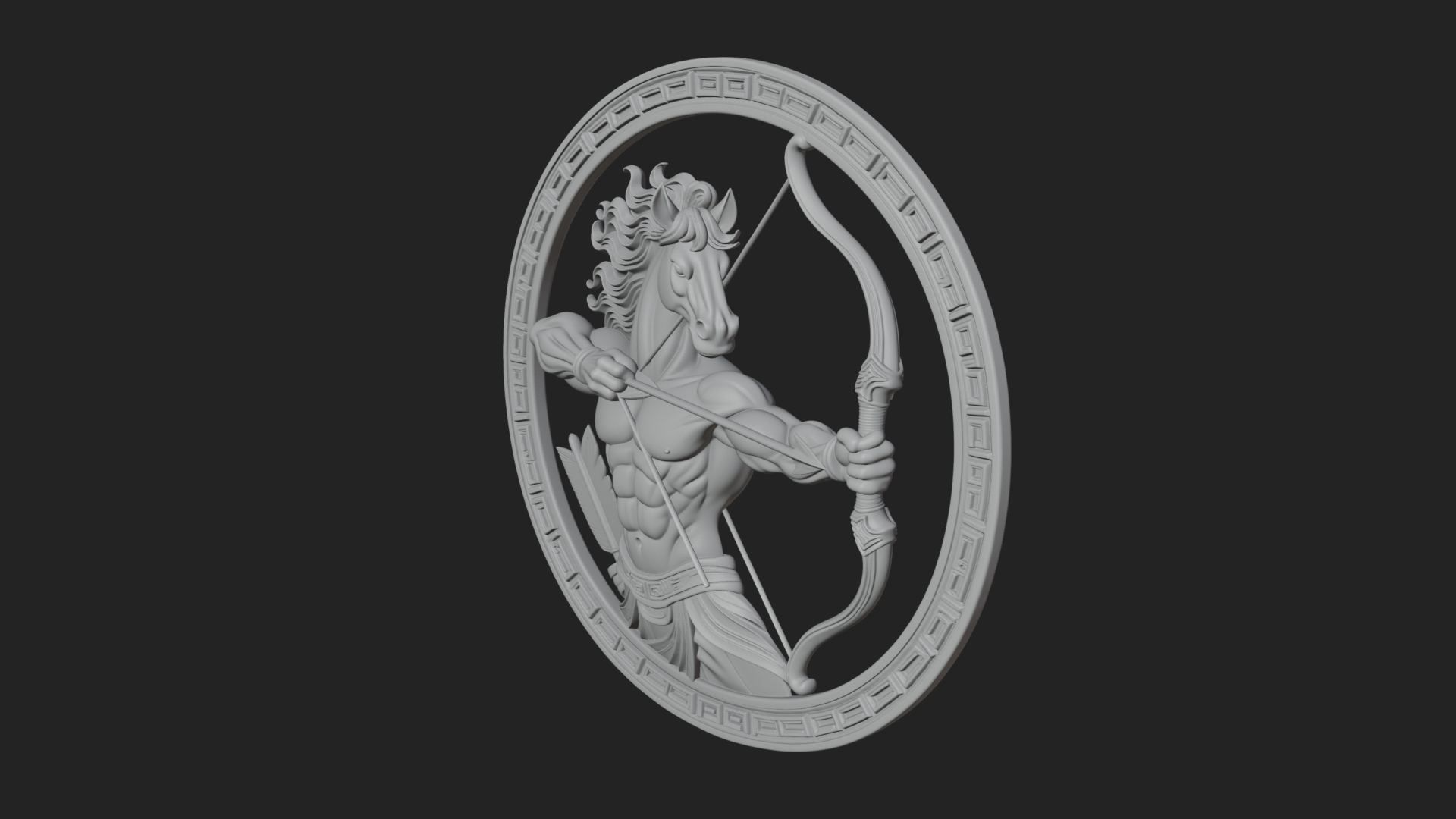 Centaur Archer Oval Plaque Design 2 3D Print Model 3D Model
