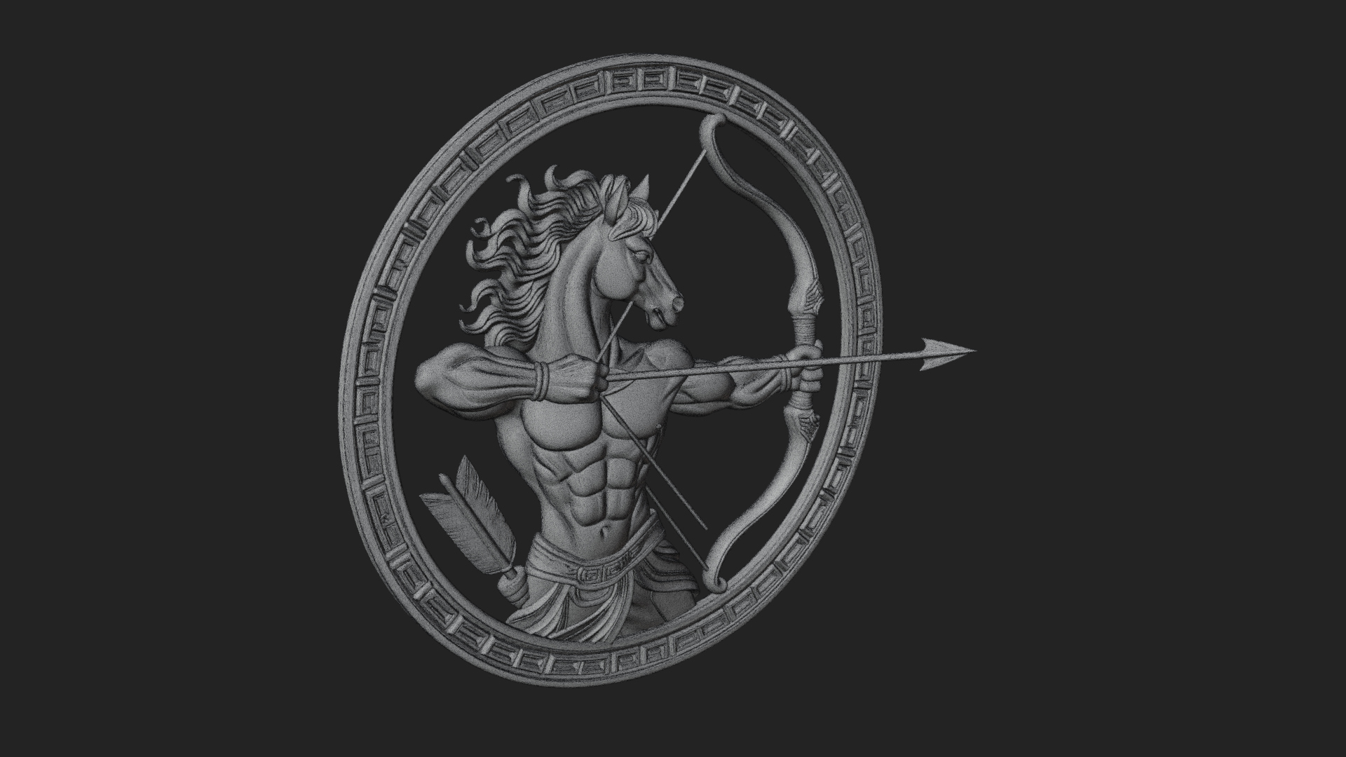 Centaur Archer Oval Plaque Design 2 3D Print Model 3D Model