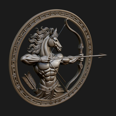 Centaur Archer Oval Plaque Design 2 3D Print Model