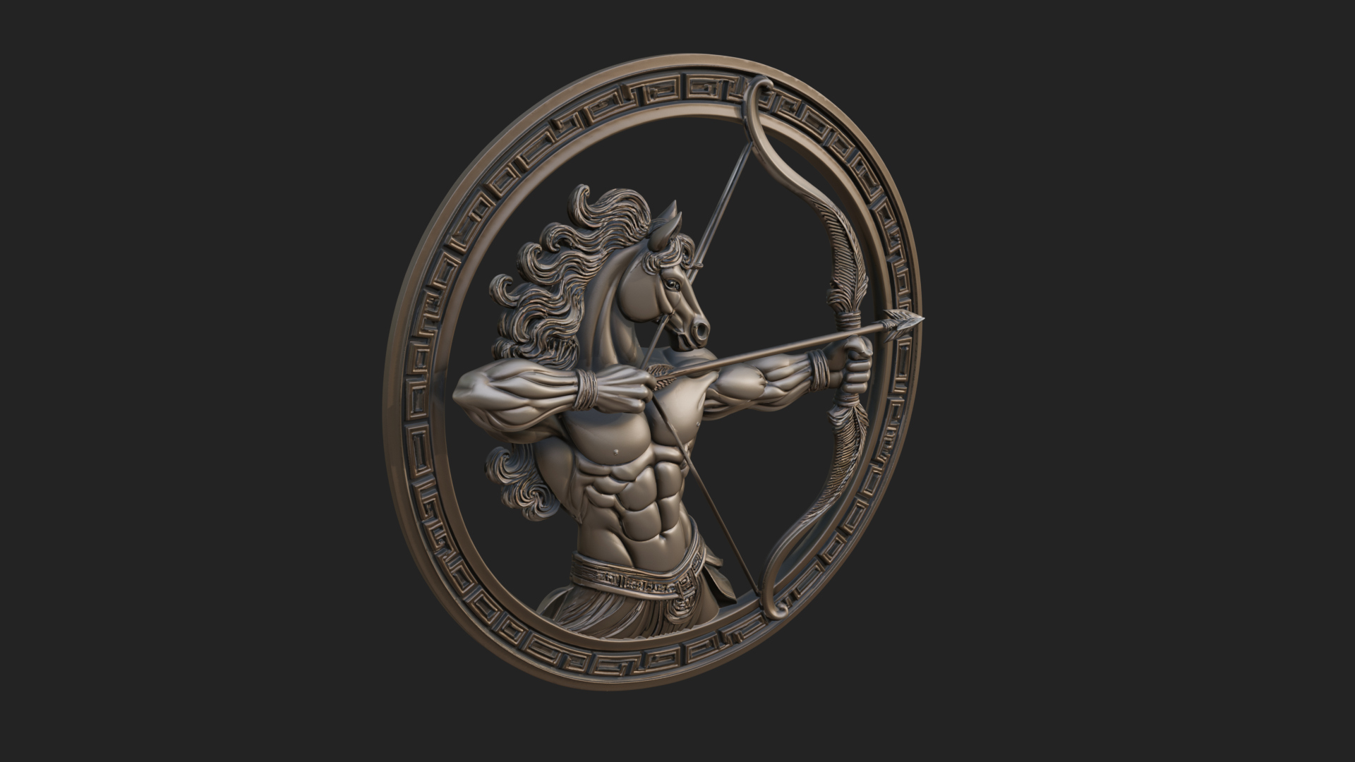 Centaur Archer Oval Plaque Design 3 3D Print Model 3D Model