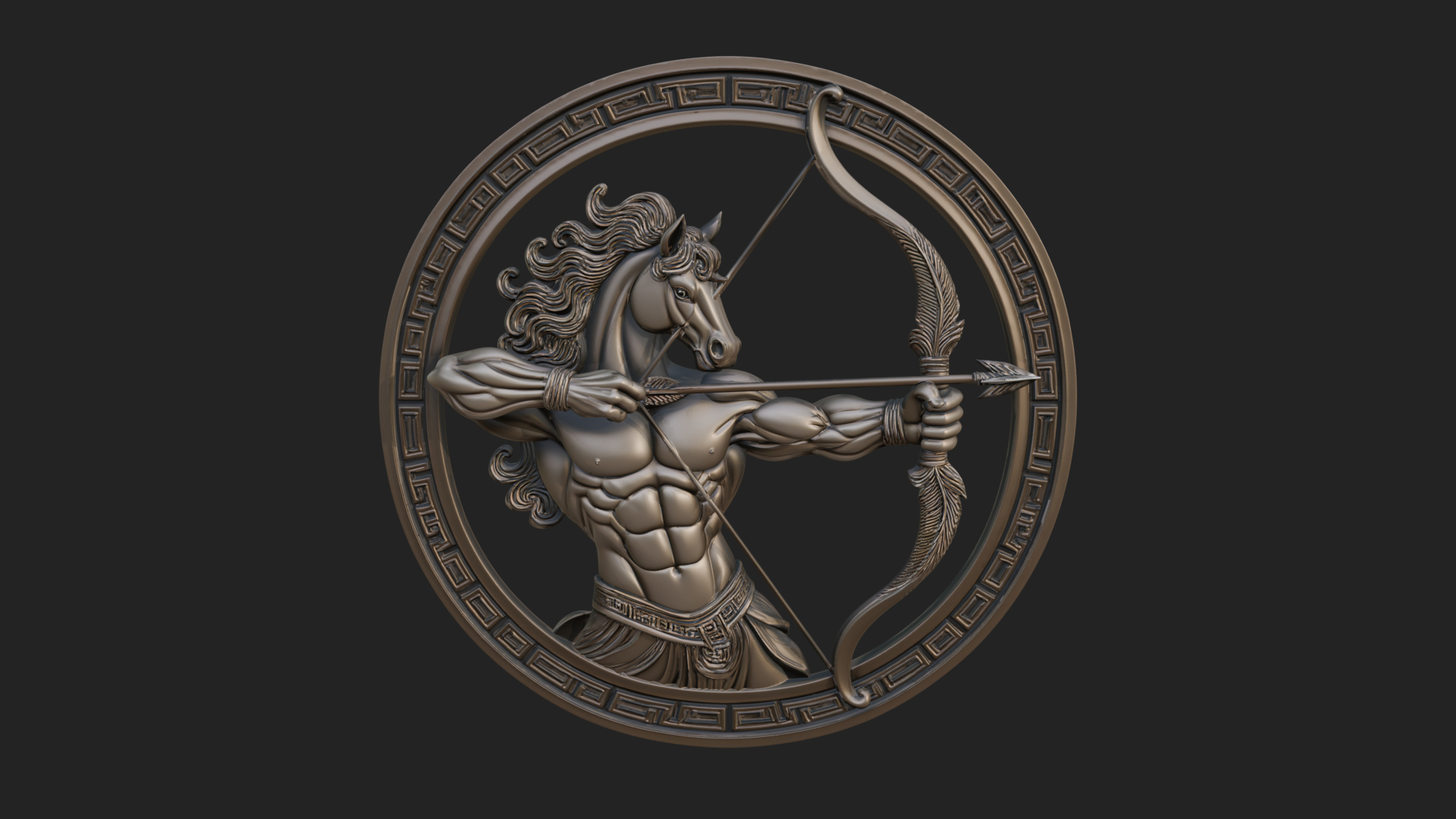 Centaur Archer Oval Plaque Design 3 3D Print Model 3D Model