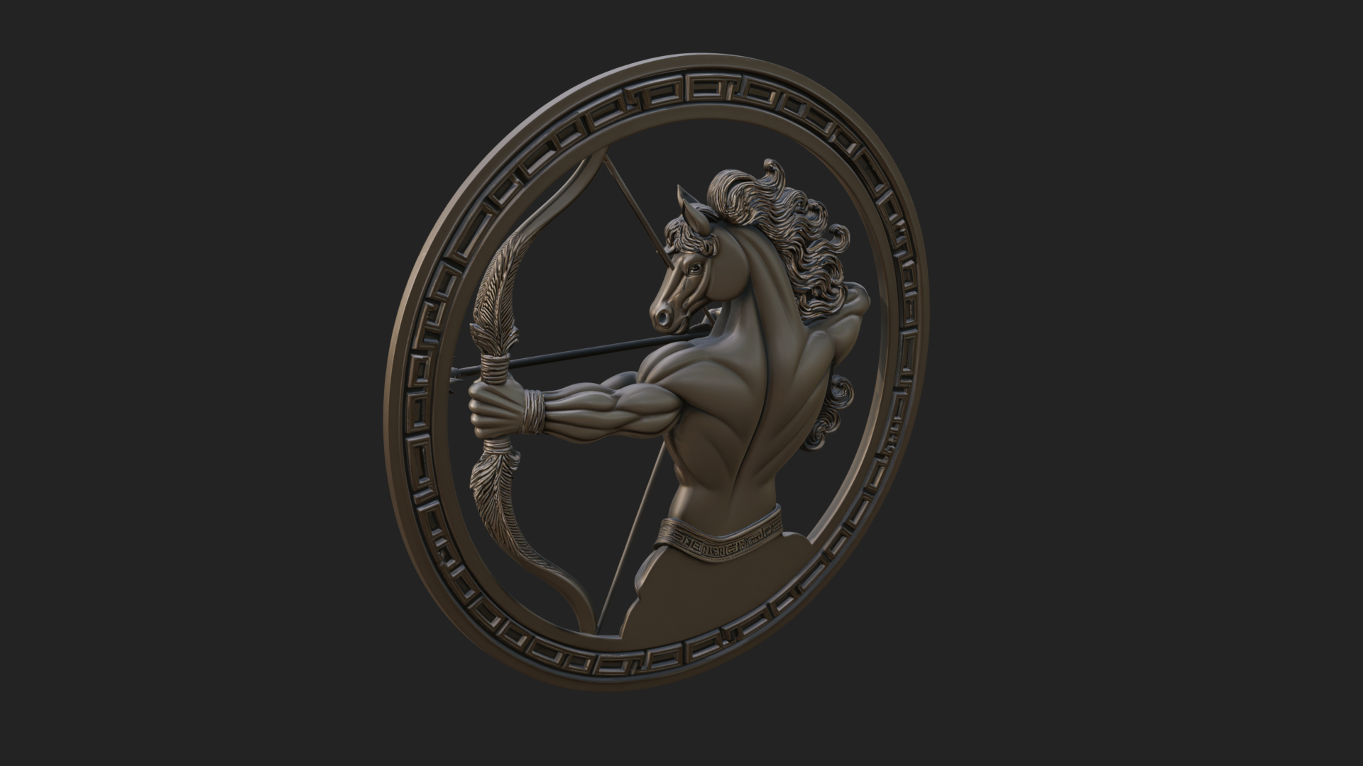 Centaur Archer Oval Plaque Design 3 3D Print Model 3D Model