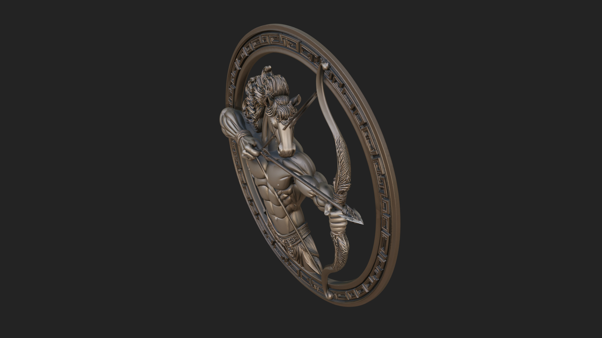 Centaur Archer Oval Plaque Design 3 3D Print Model 3D Model