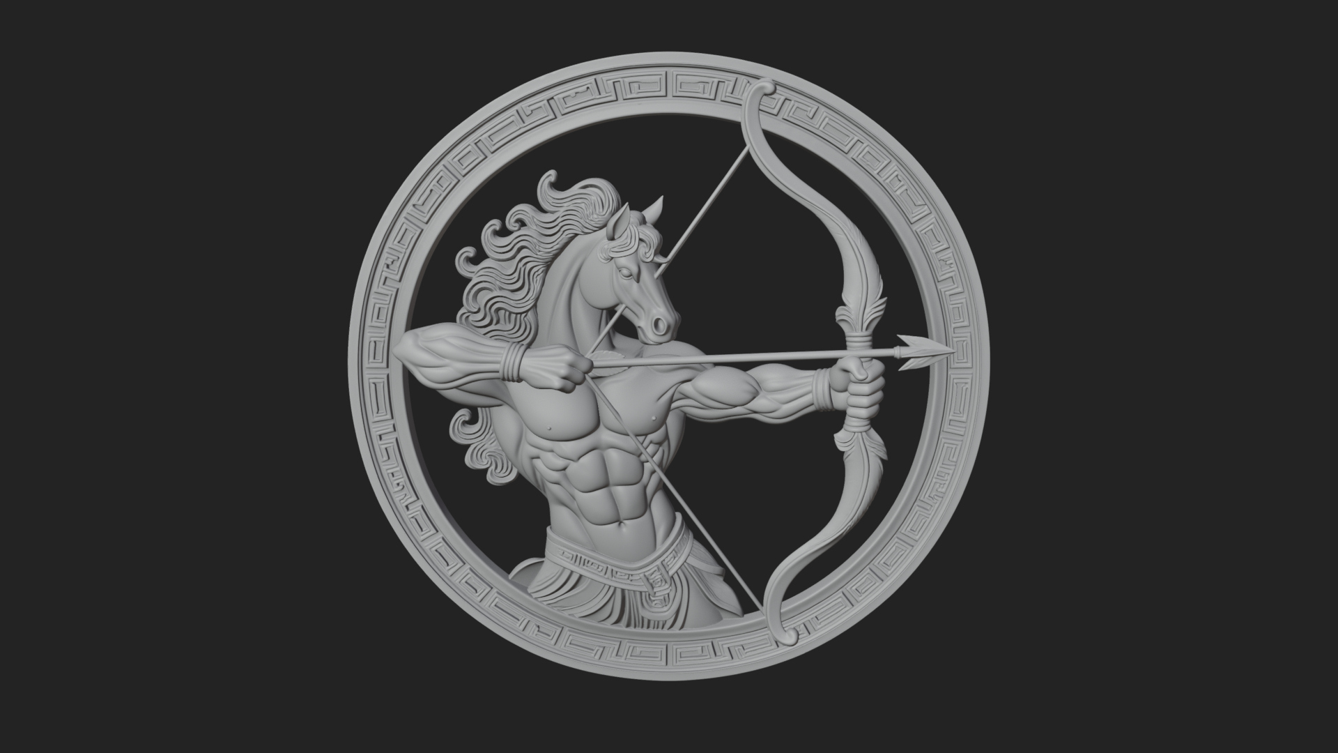 Centaur Archer Oval Plaque Design 3 3D Print Model 3D Model