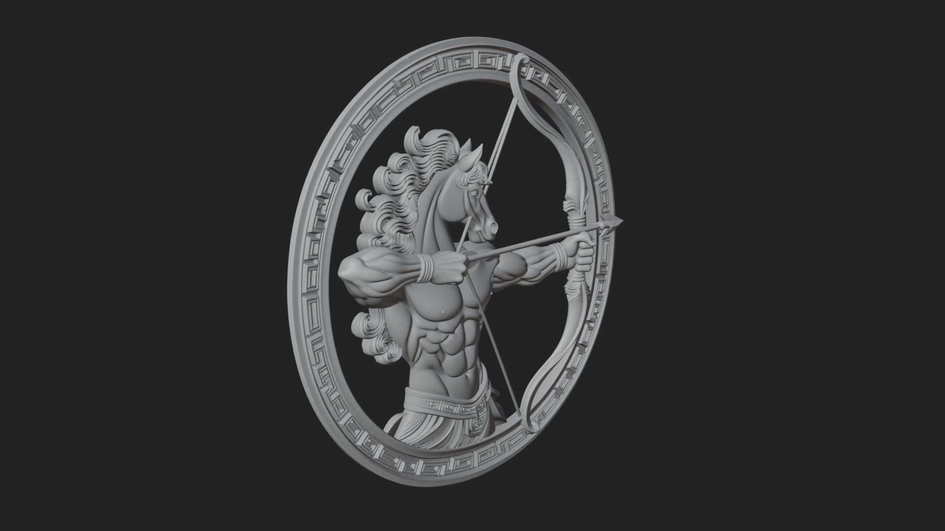 Centaur Archer Oval Plaque Design 3 3D Print Model 3D Model