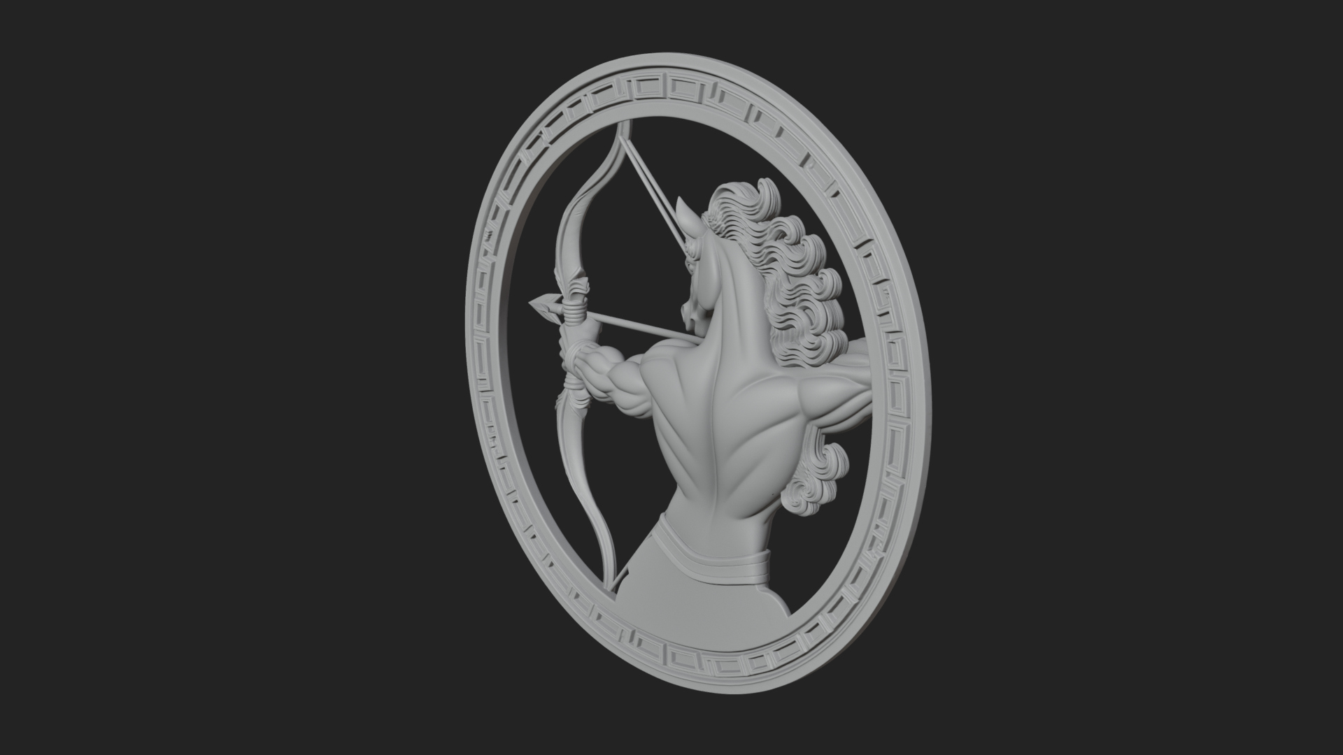 Centaur Archer Oval Plaque Design 3 3D Print Model 3D Model