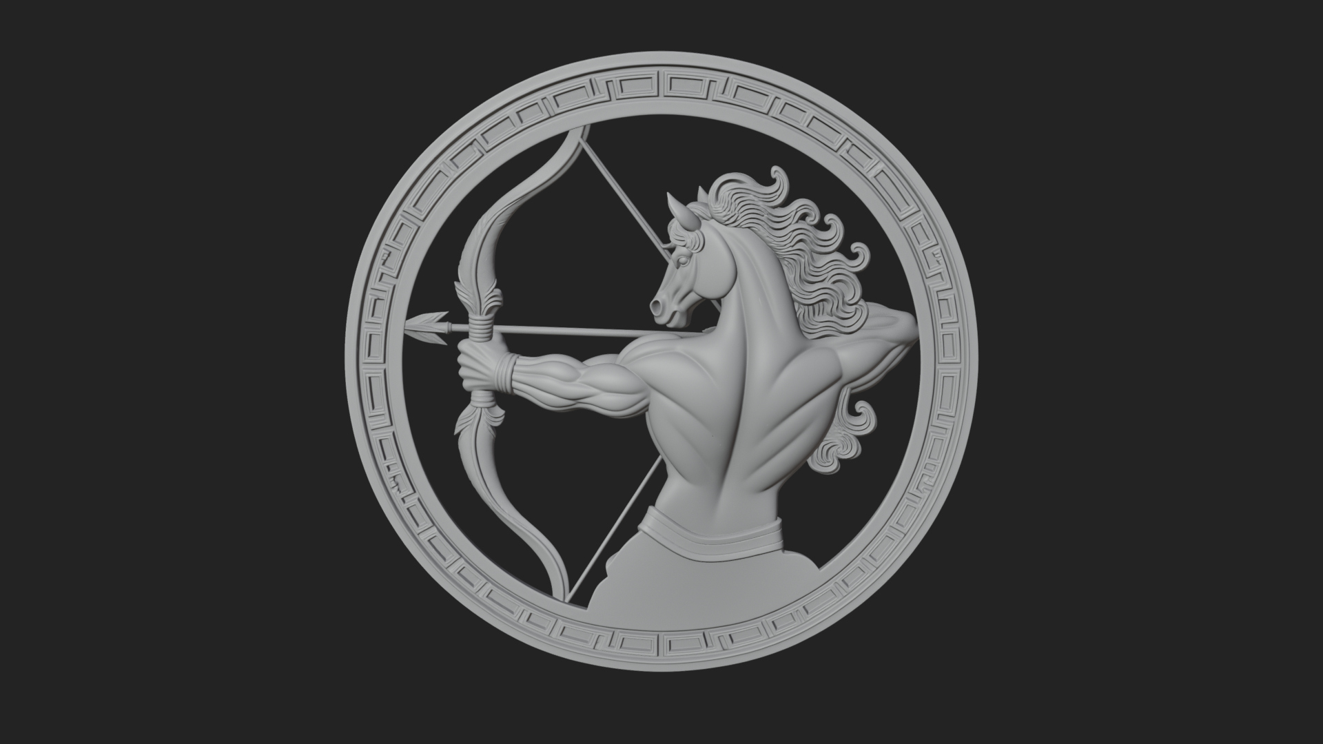 Centaur Archer Oval Plaque Design 3 3D Print Model 3D Model