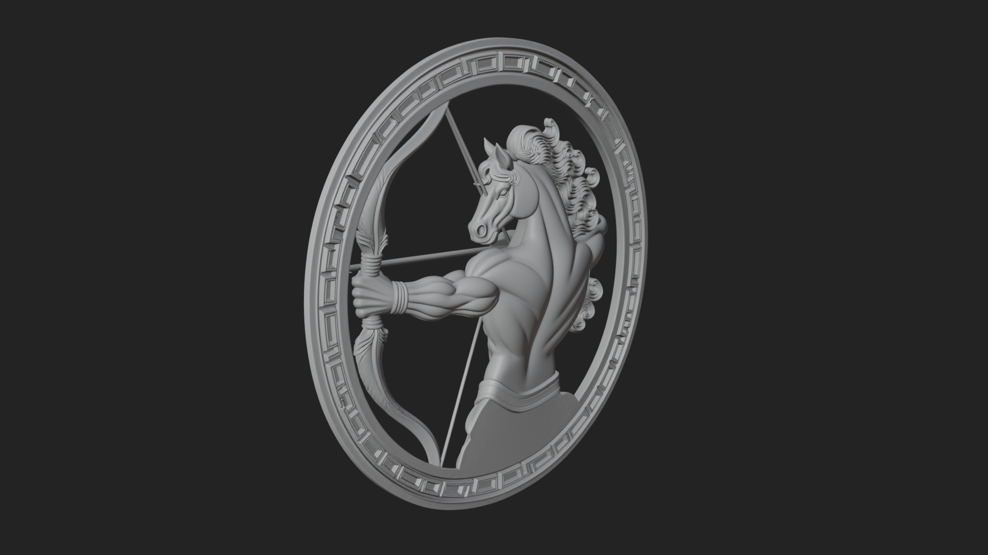 Centaur Archer Oval Plaque Design 3 3D Print Model 3D Model